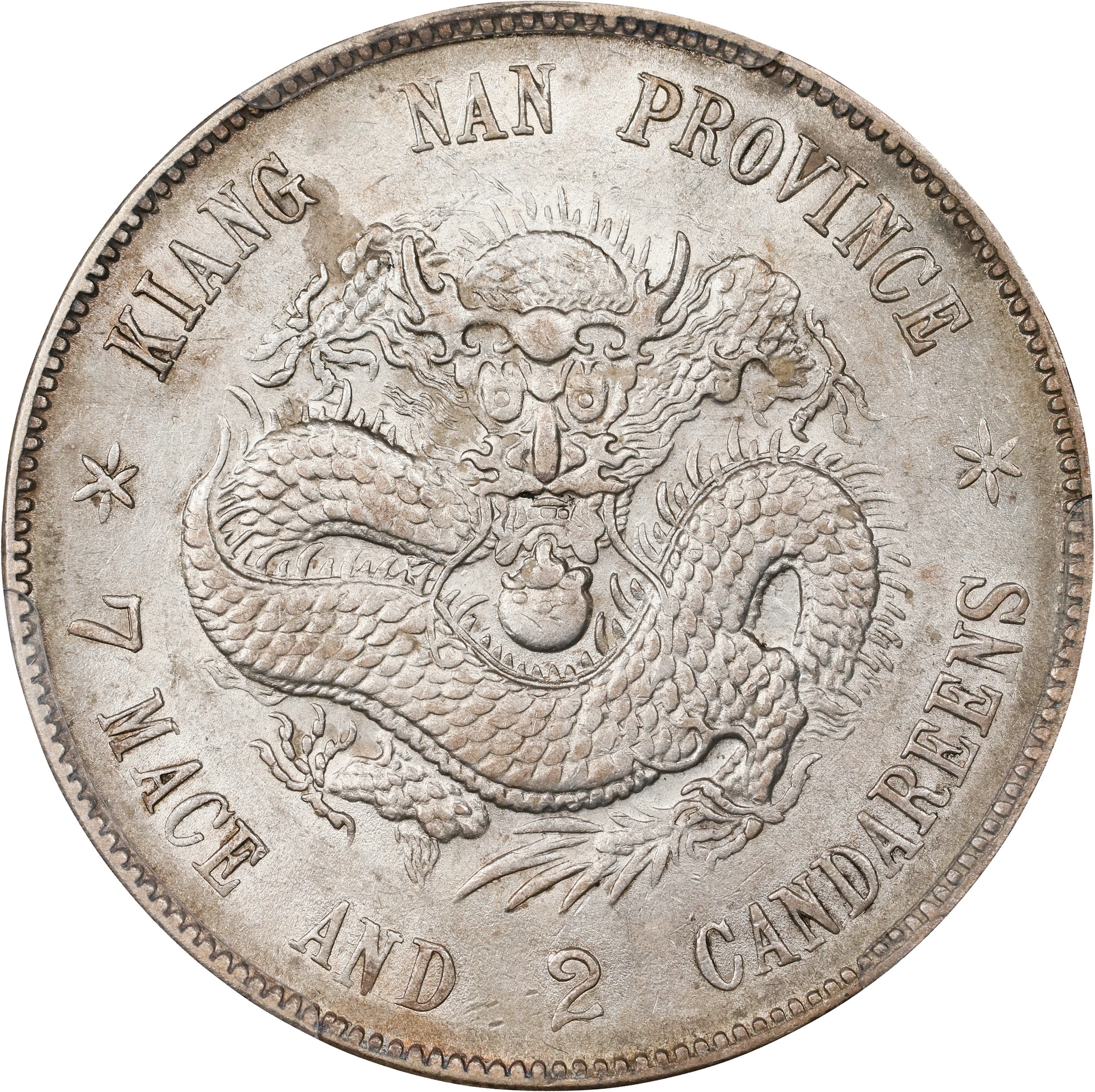 (t) CHINA. Kiangnan. 7 Mace 2 Candareens (Dollar), CD (1898). Nanking