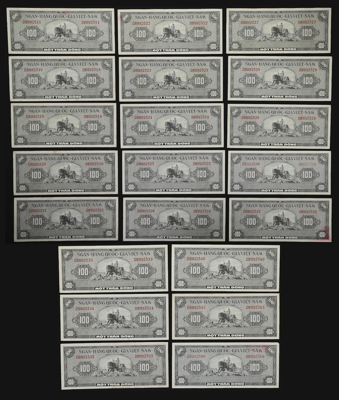 VIETNAM, SOUTH. Lot of (21). National Bank of Vietnam. 100 Dong, ND