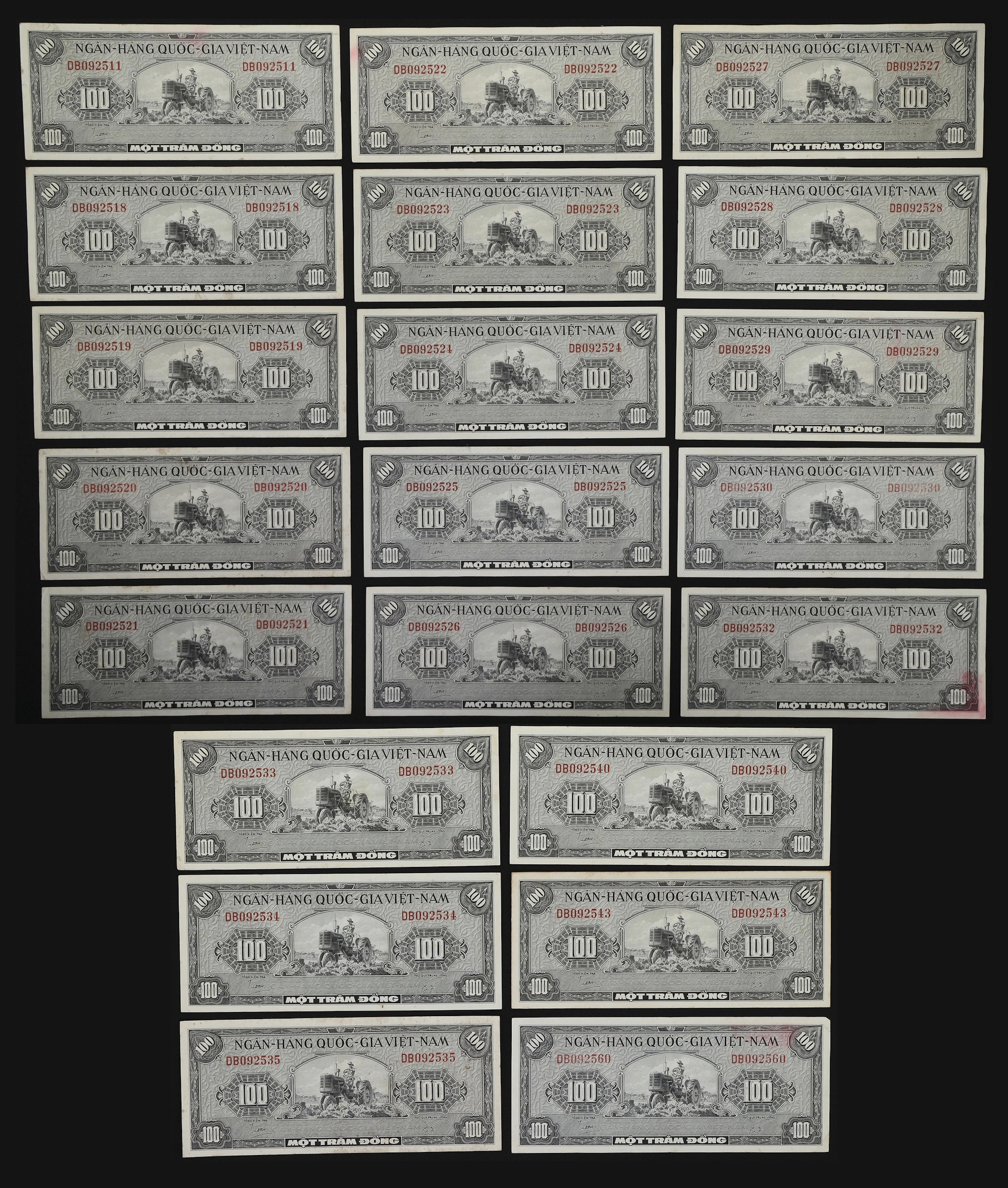 VIETNAM, SOUTH. Lot of (21). National Bank of Vietnam. 100 Dong, ND