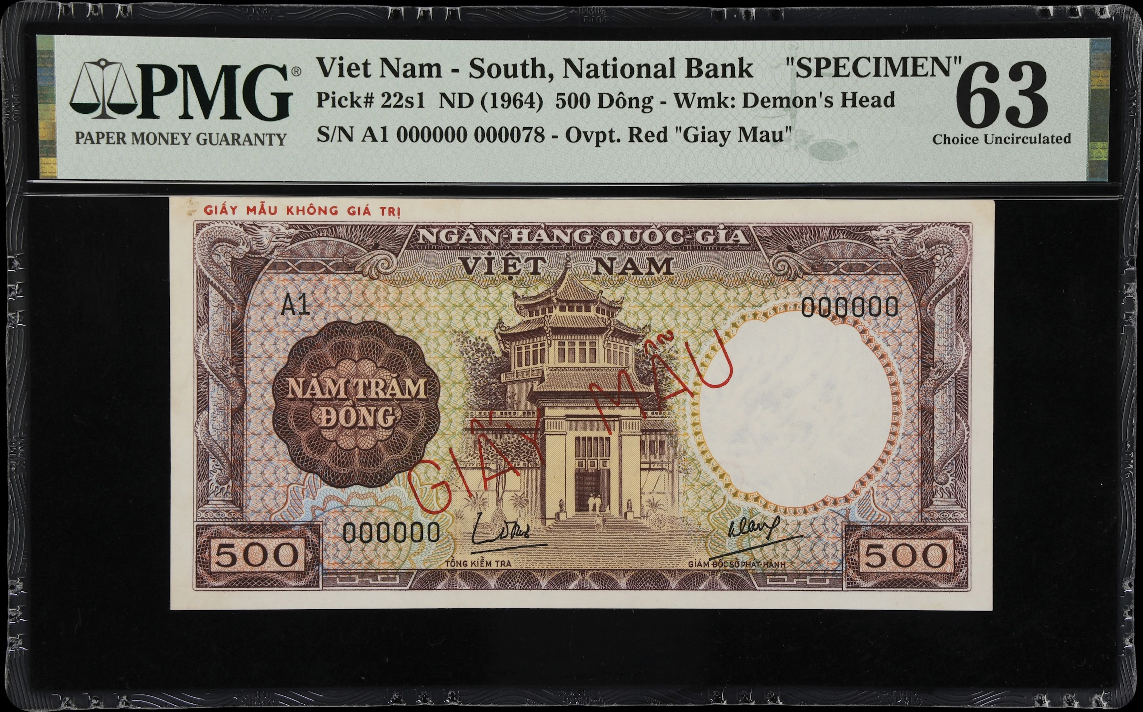 VIETNAM, SOUTH. National Bank of Vietnam. 500 Dong, ND (1964). P-22s1.