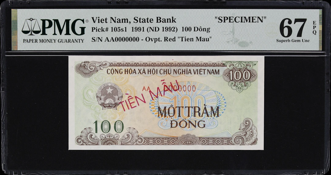 VIETNAM. State Bank of Vietnam. 100 Dong, 1991. P-105s1. Specimen.