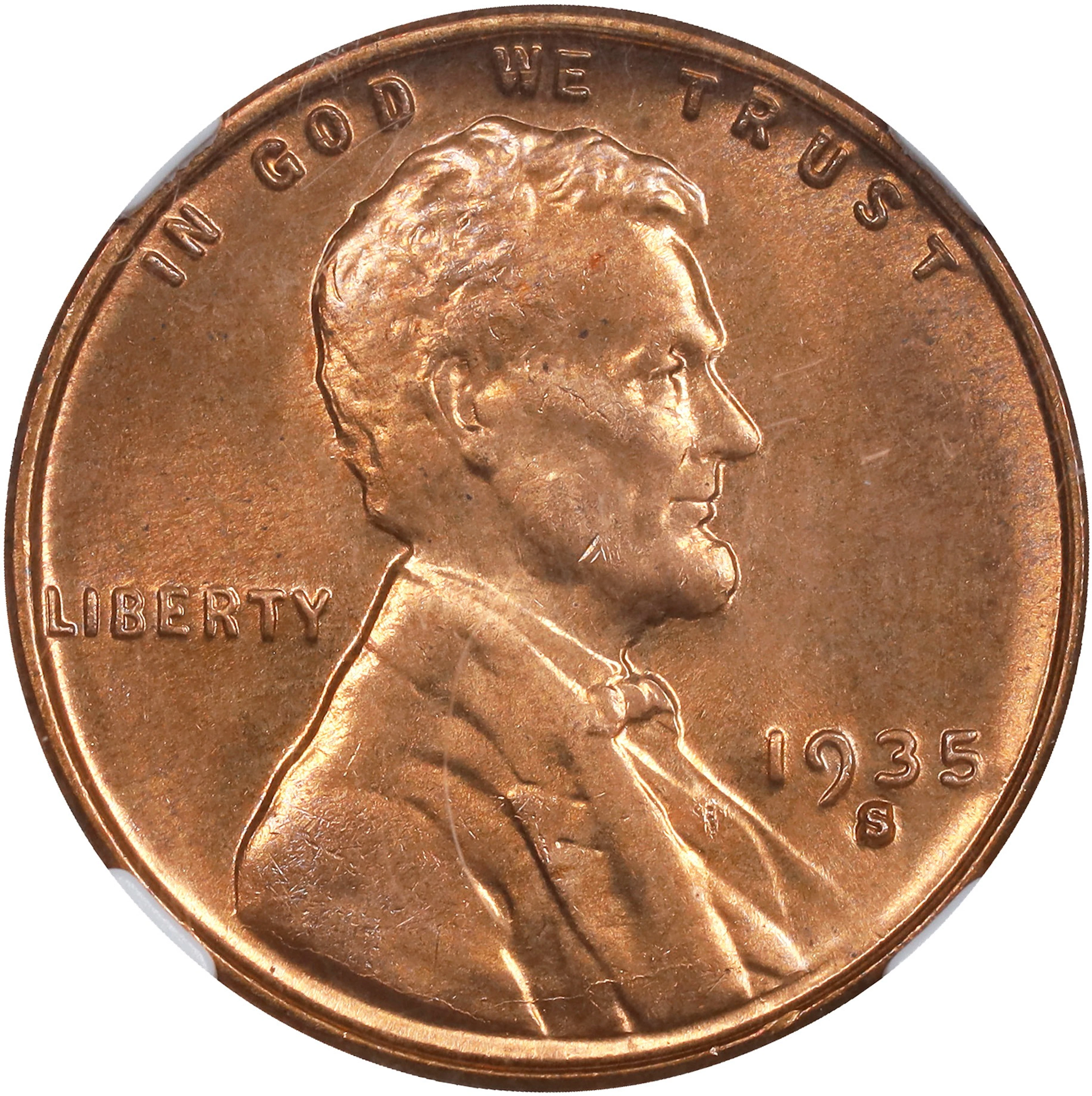 1935-S Lincoln Cent. MS-67 RD (NGC).