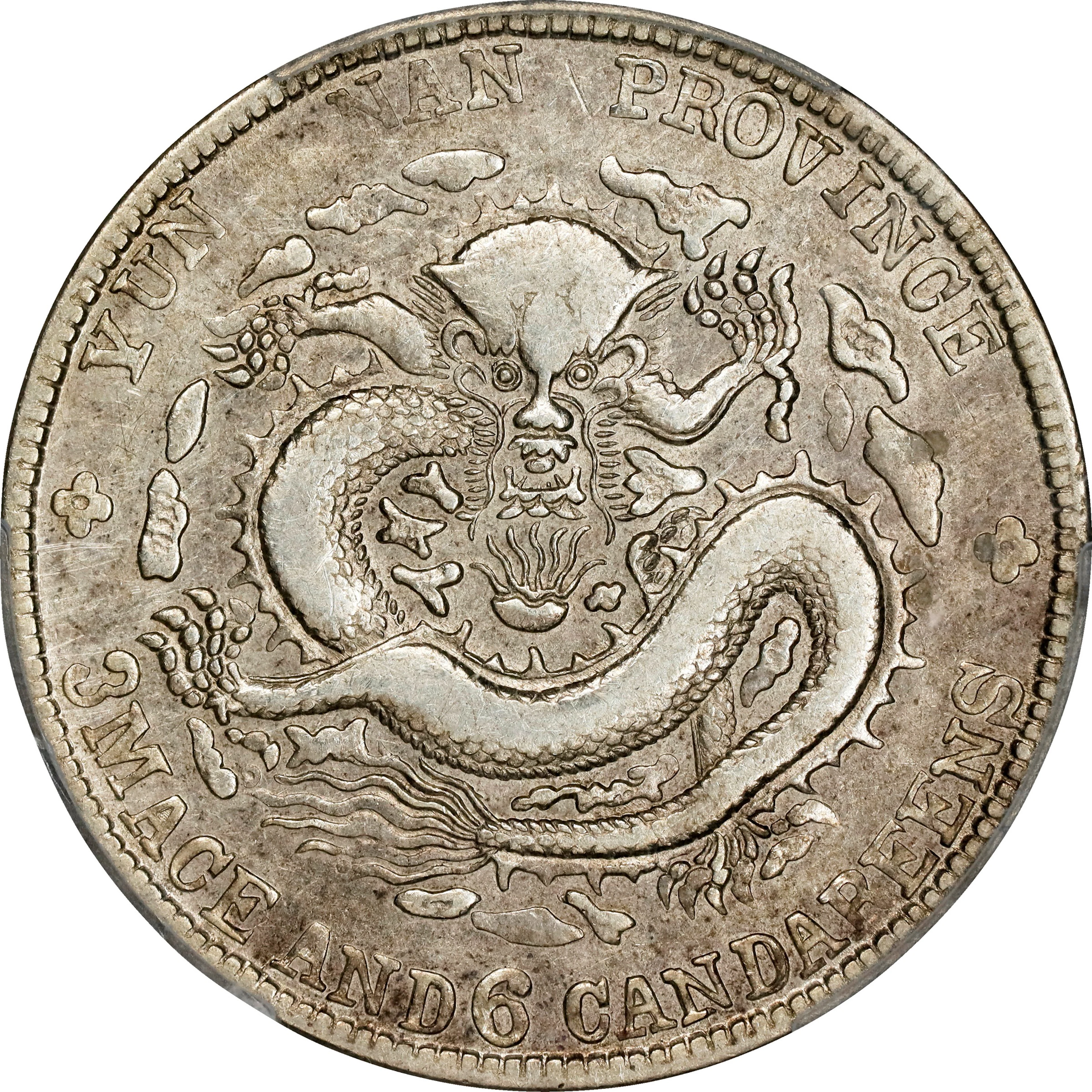(t) CHINA. Yunnan. 3 Mace 6 Candareens (50 Cents), ND (1908). Kunming