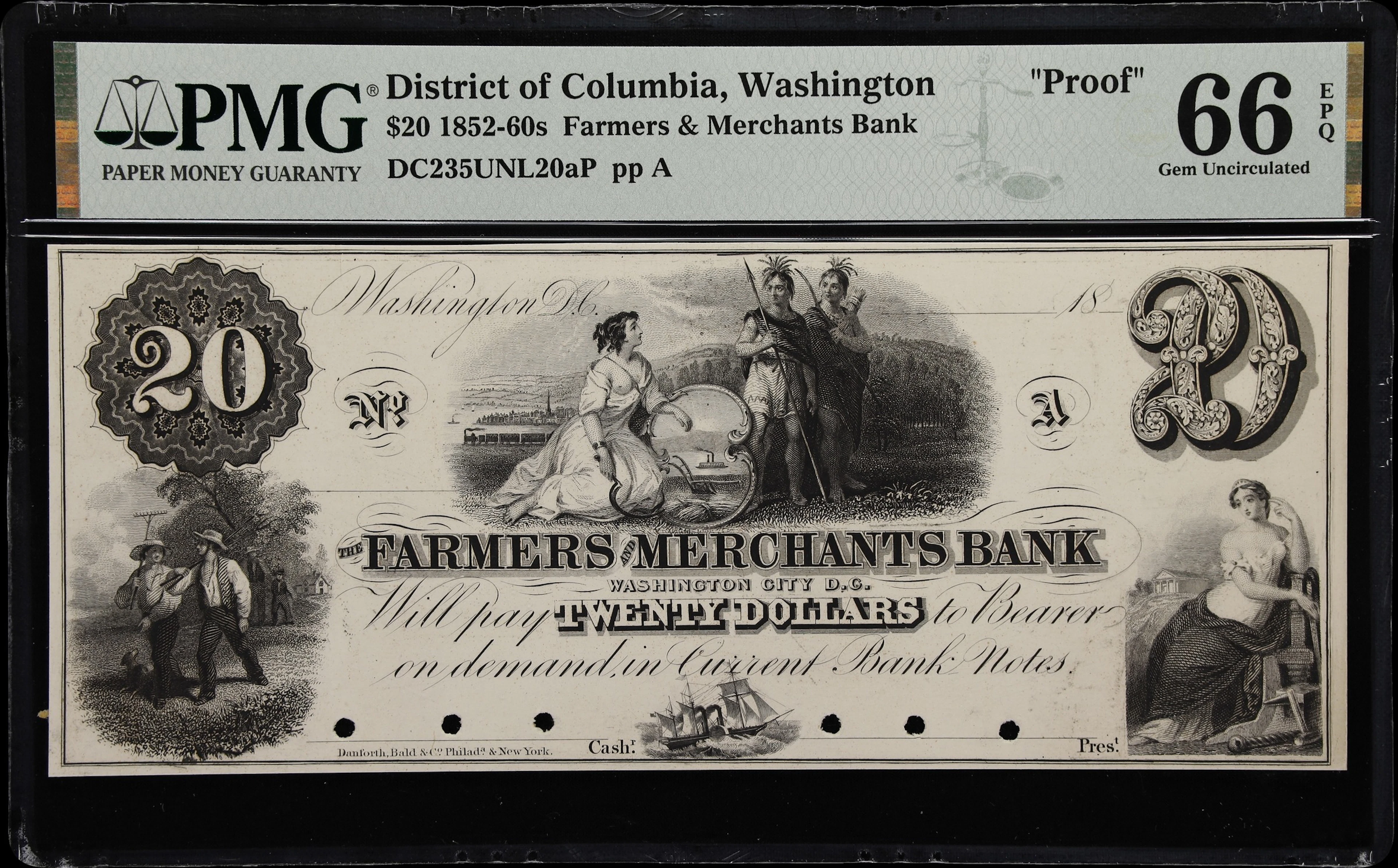 Washington, District of Columbia. Farmers & Merchants Bank. 18xx $20.