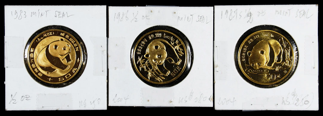 (t) CHINA. Trio of Gold 50 Yuan (3 Pieces), 1983-87. Panda Series.