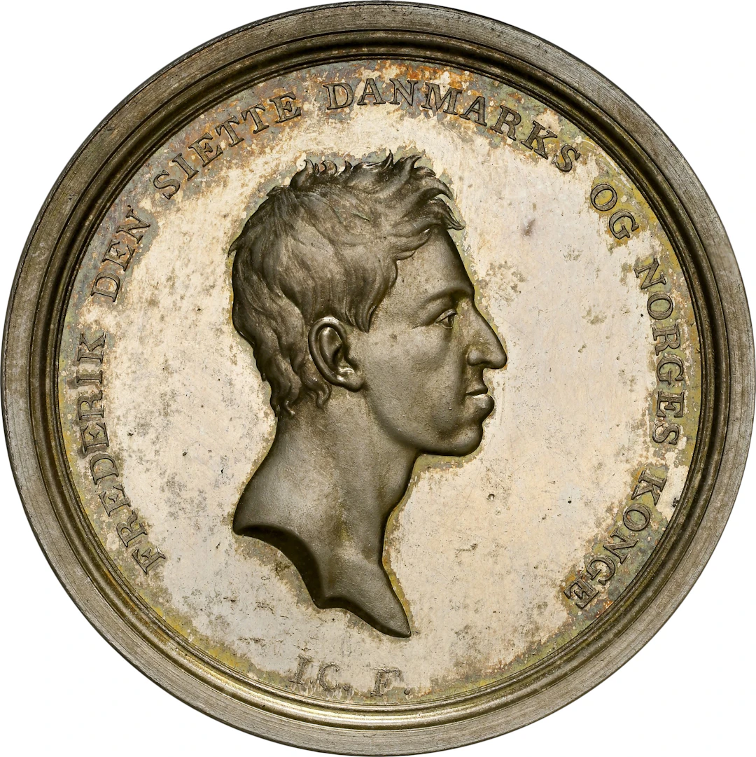 DENMARK. Noble Deeds Restrike Silver Medal, ND (1812-14). Frederik