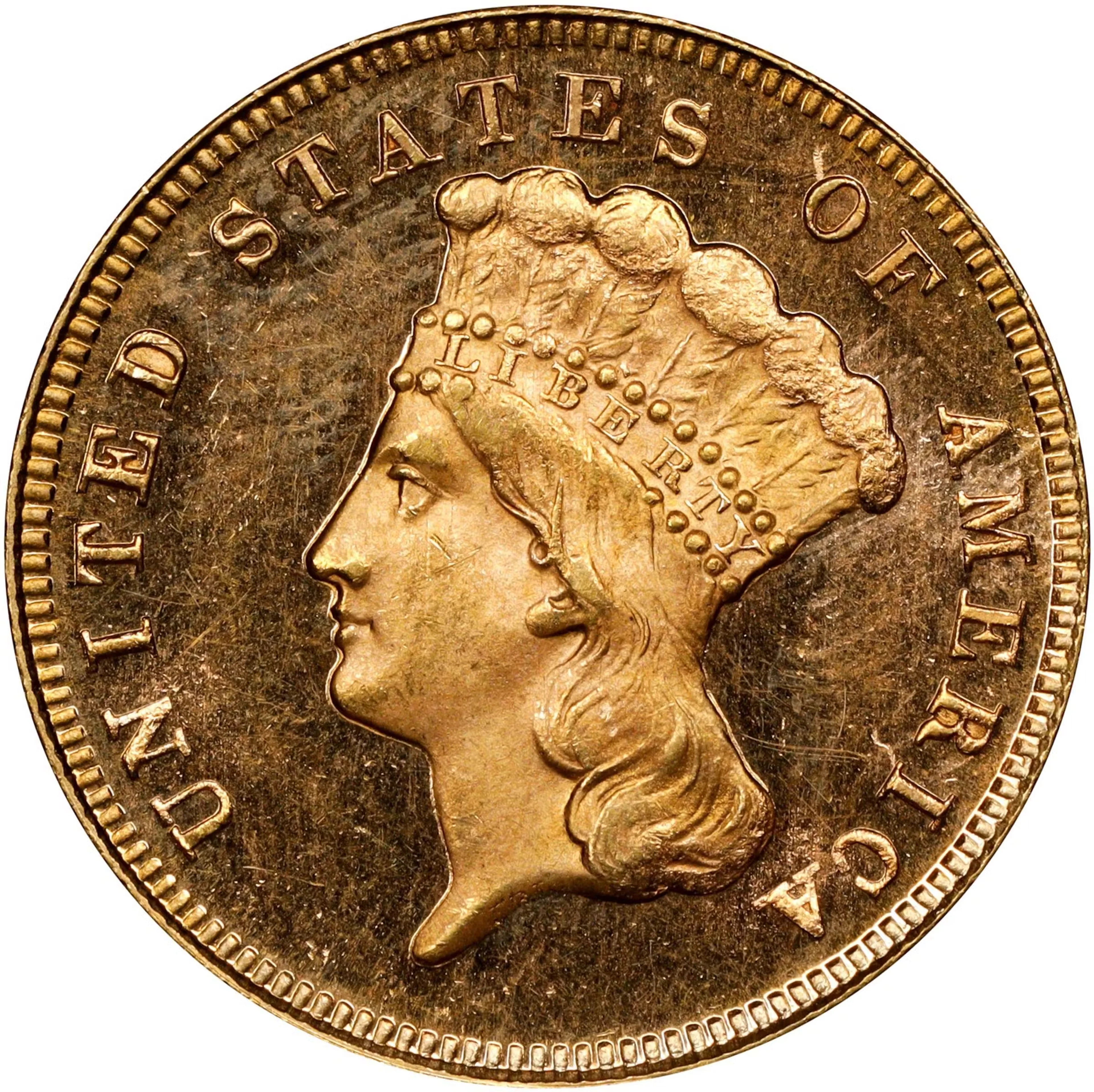 1871 Three-Dollar Gold Piece. MS-63 PL (PCGS). CAC. CMQ.