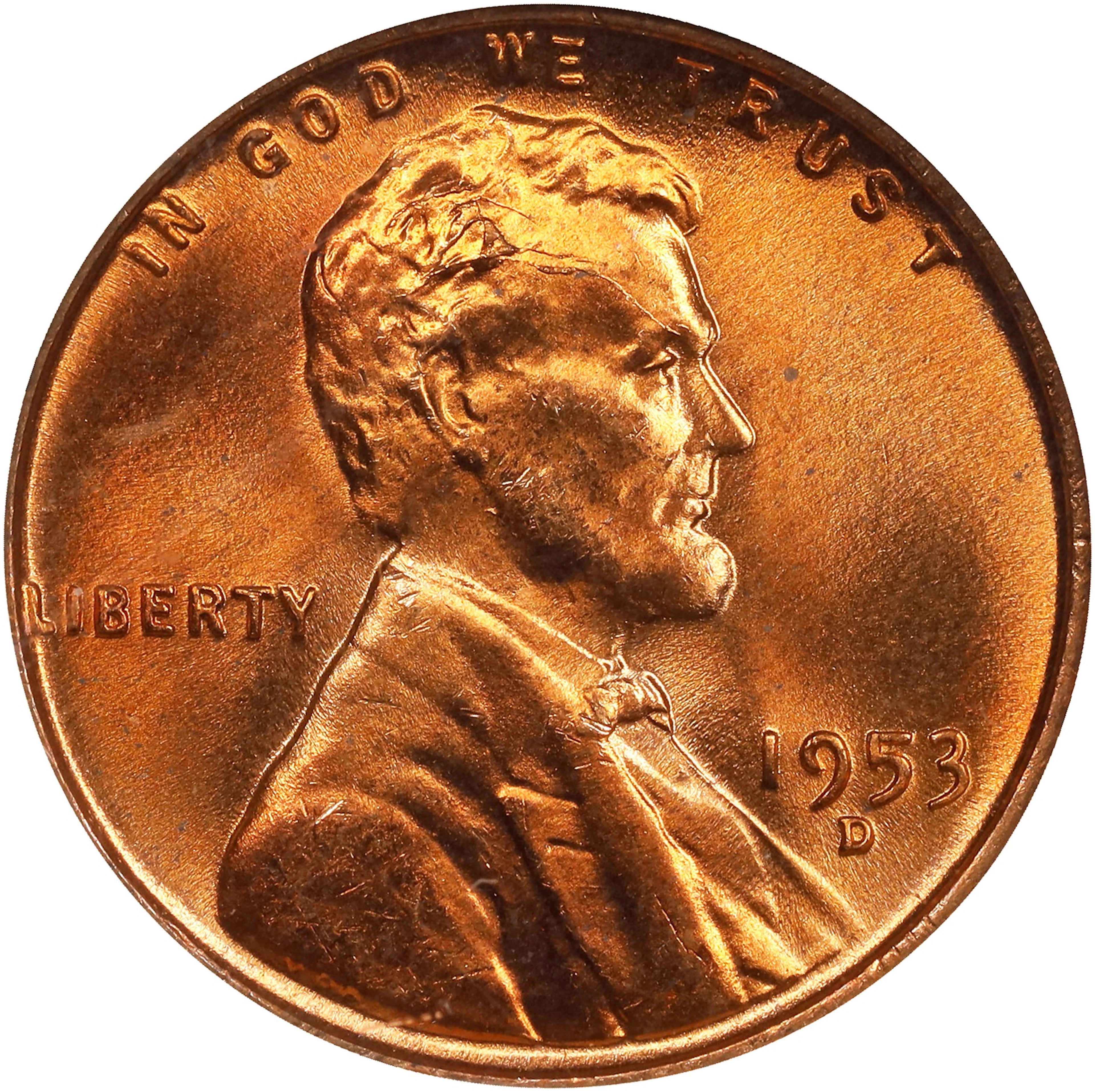 1953-D Lincoln Cent. MS-67 RD (NGC).