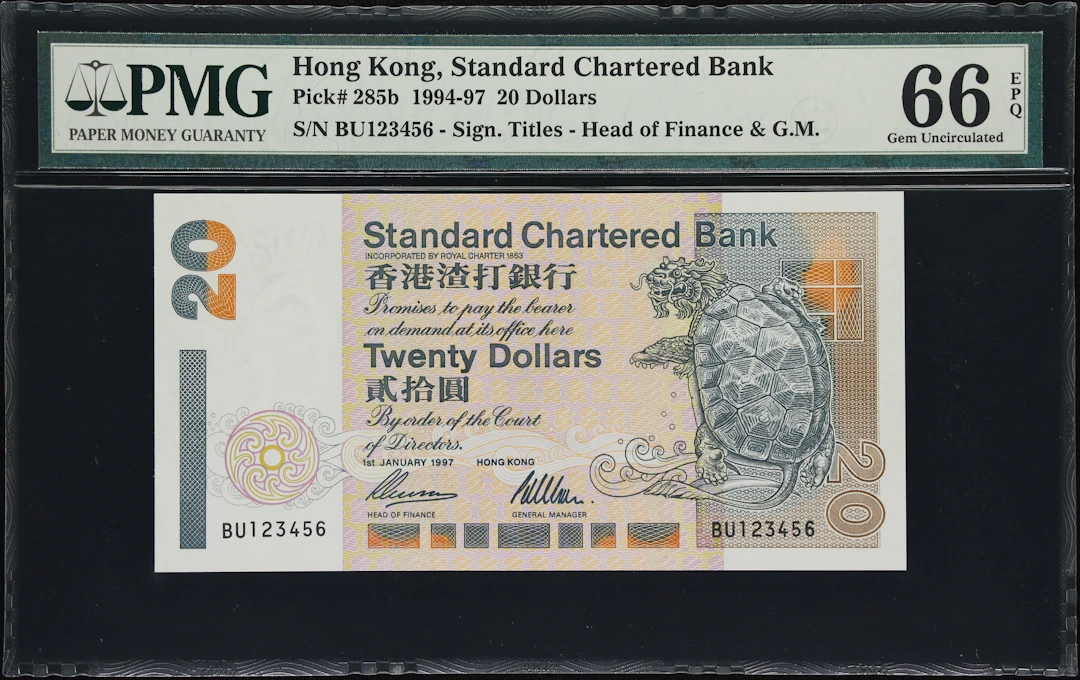 HONG KONG (SAR). Standard Chartered Bank. 20 Dollars, 1.1.1997. P-285b.