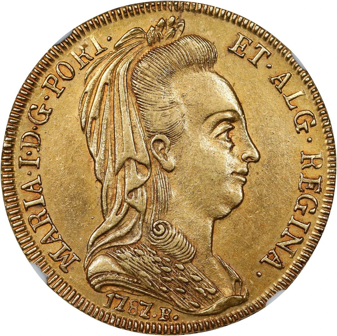 BRAZIL. 6400 Reis, 1787/6-R. Rio de Janeiro Mint. Maria I. NGC AU