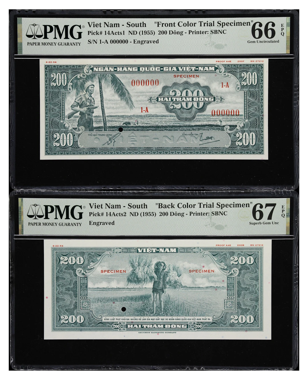 VIETNAM, SOUTH. Lot of (2). National Bank of Vietnam. 200 Dong, ND