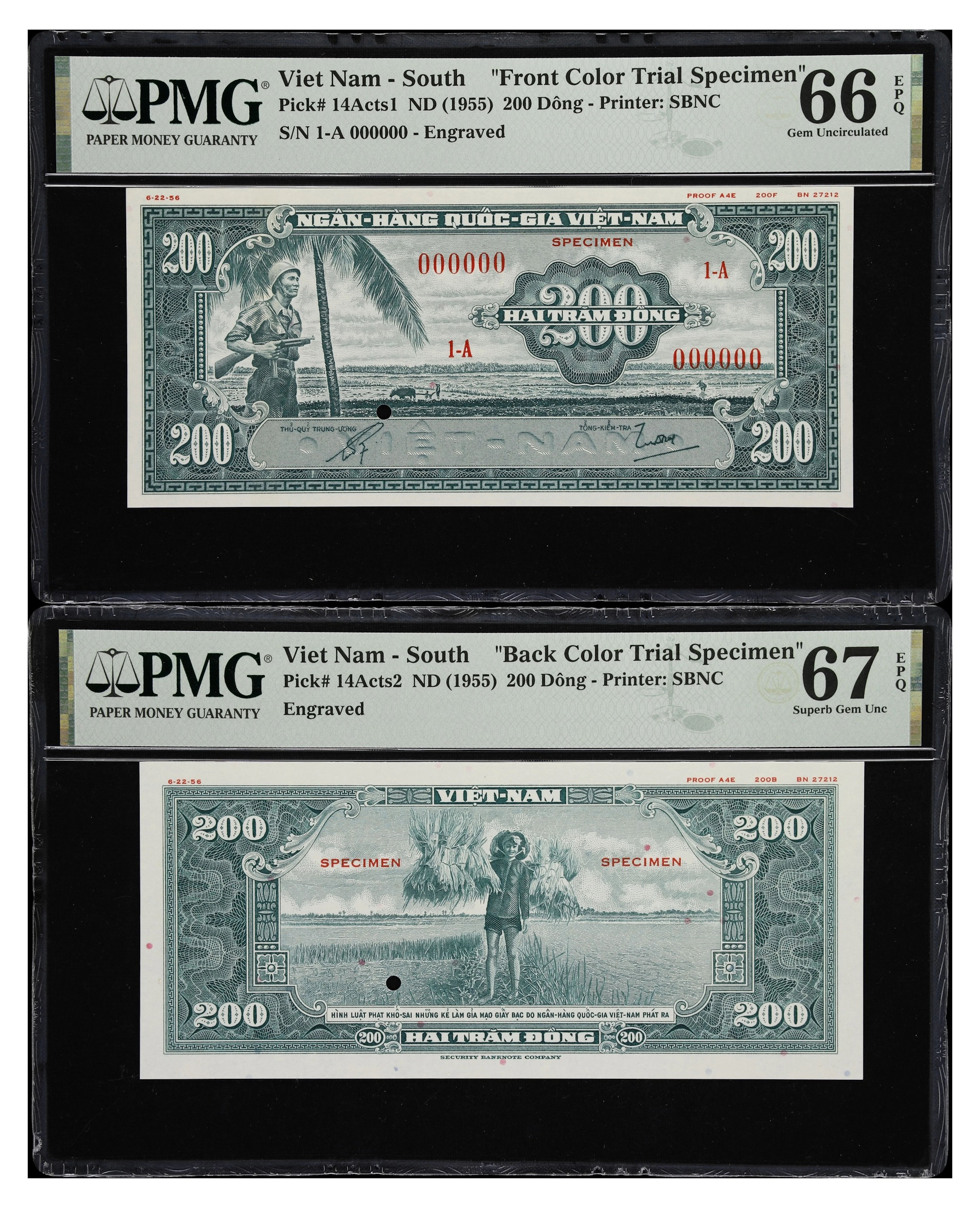 VIETNAM, SOUTH. Lot of (2). National Bank of Vietnam. 200 Dong, ND
