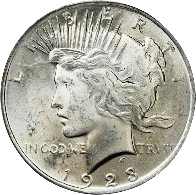 1923 Peace Silver Dollar. MS-63 (PCGS). OGH Generation 2.1.