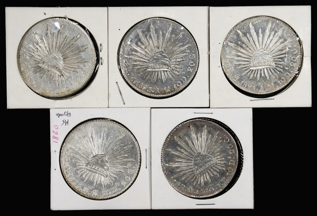 MEXICO. Quintet of 8 Reales (5 Pieces), 1860-95. Mexico City Mint.