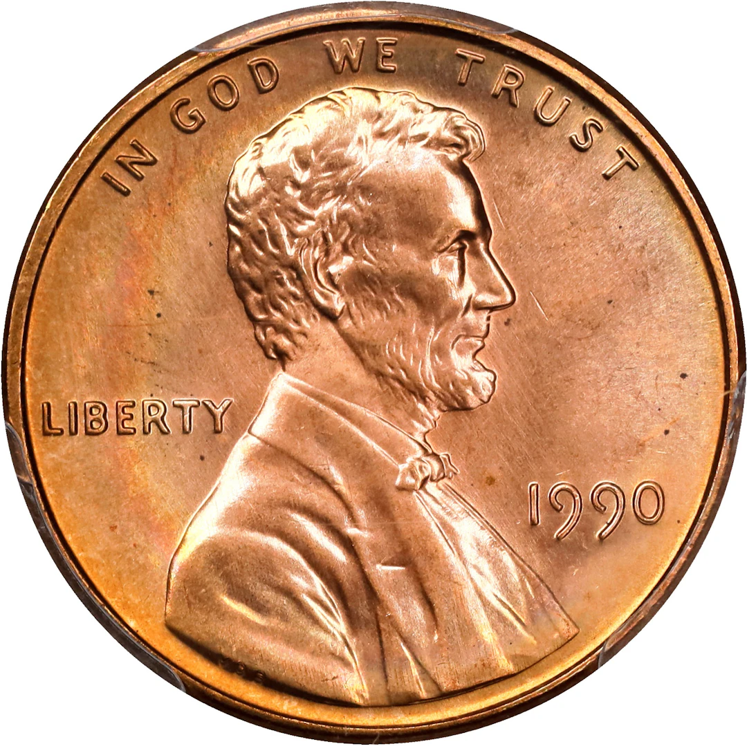 1990 Lincoln Cent. MS-68 RD (PCGS).