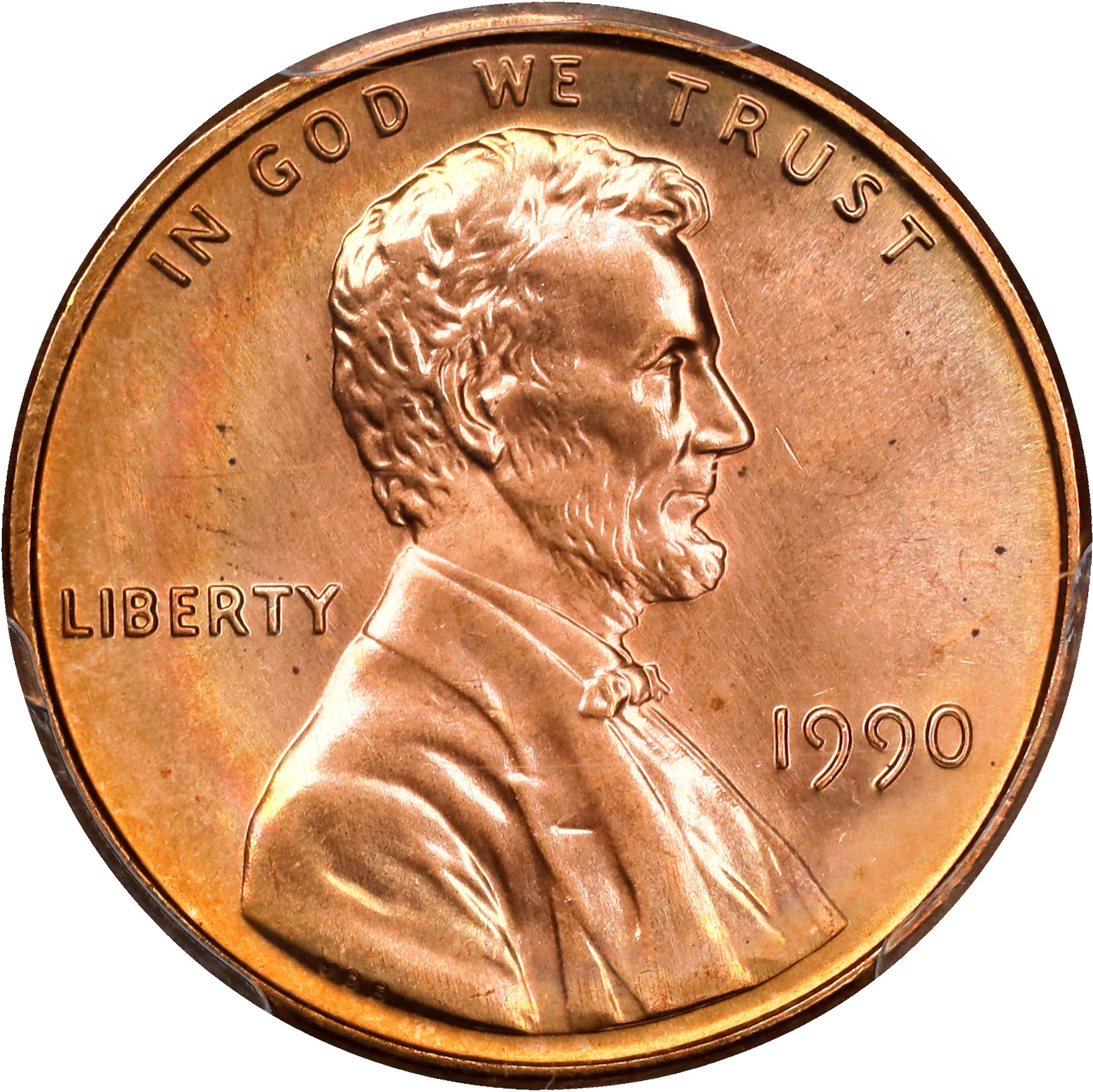 1990 Lincoln Cent. MS-68 RD (PCGS).