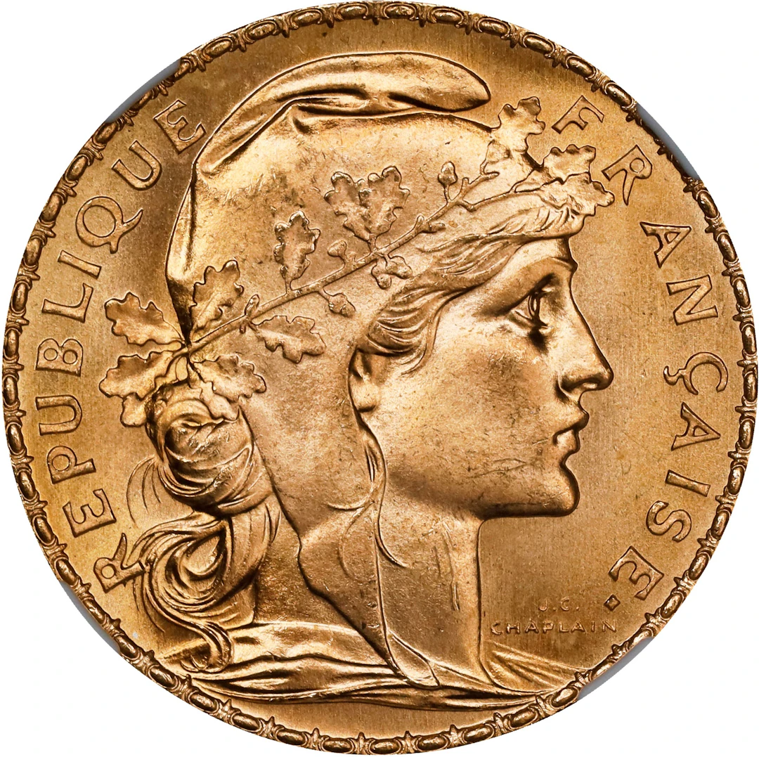 FRANCE. 20 Francs, 1914. Paris Mint. NGC MS-67.