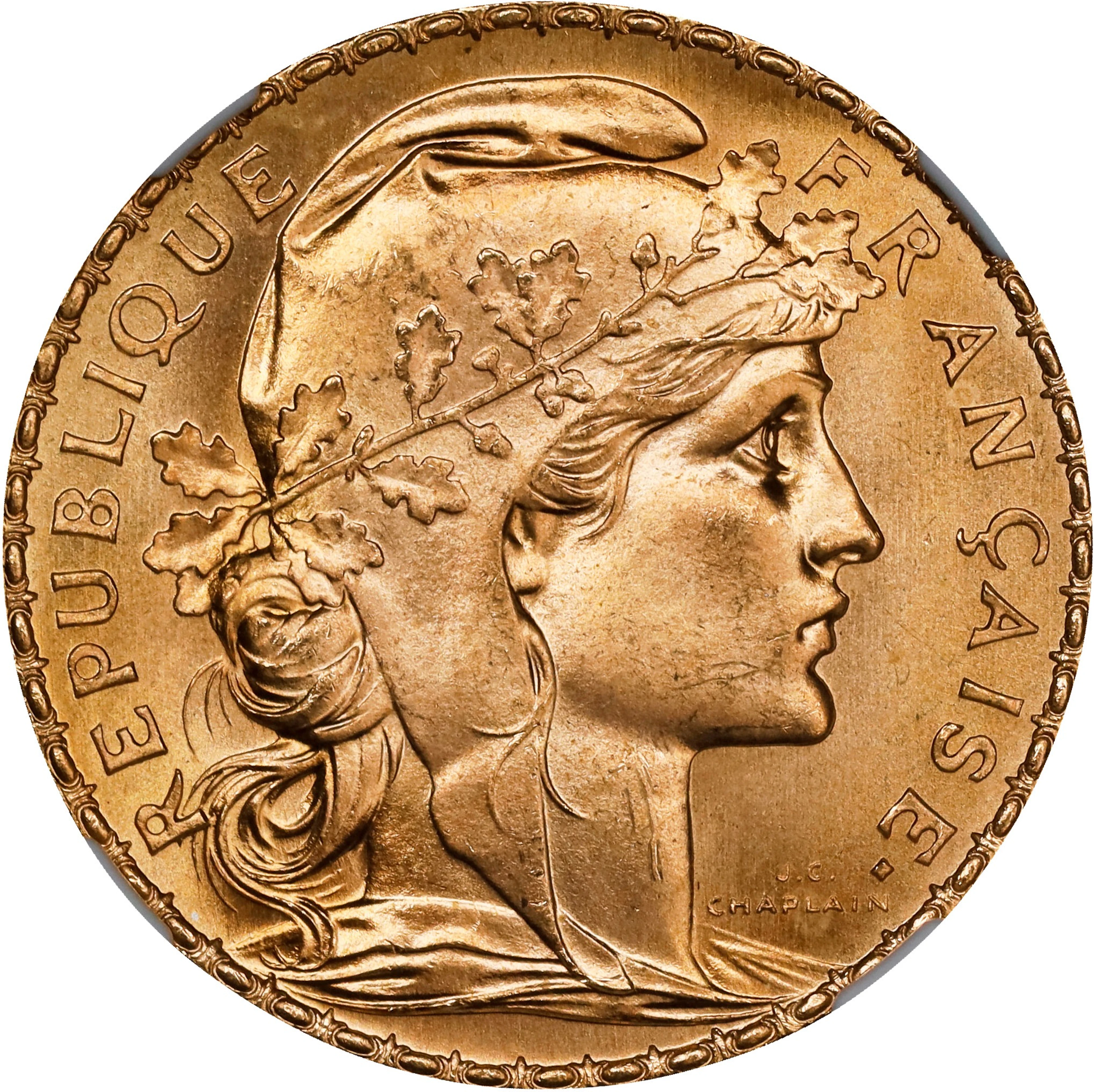 FRANCE. 20 Francs, 1914. Paris Mint. NGC MS-67.