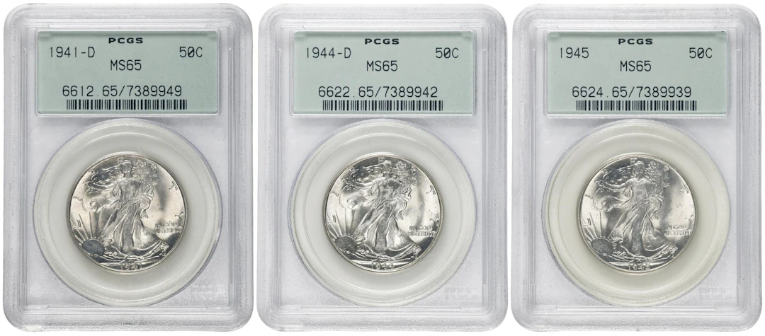 Lot of (3) Walking Liberty Half Dollars. MS-65 (PCGS). OGH Generation 3.0.