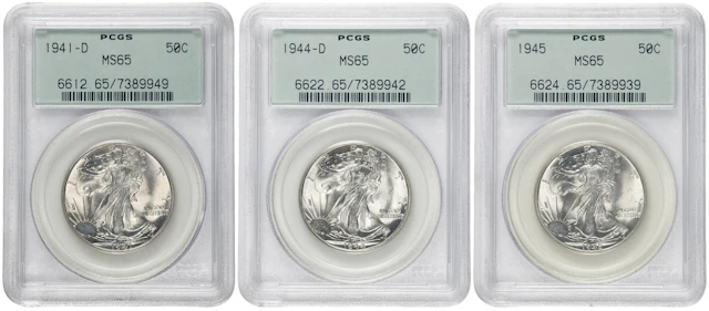 Lot of (3) Walking Liberty Half Dollars. MS-65 (PCGS). OGH Generation 3.0.