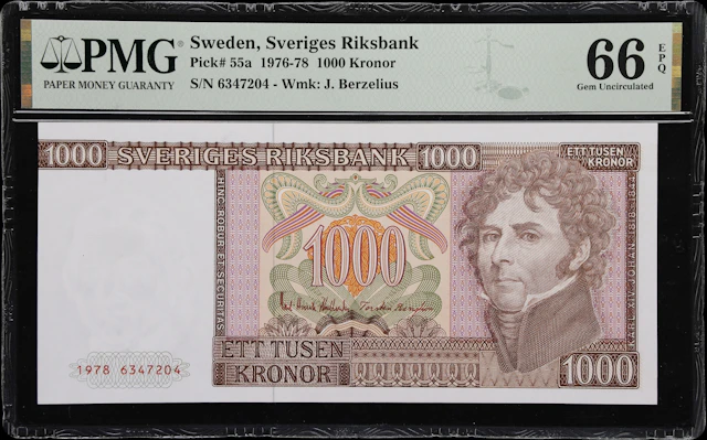 (◊) SWEDEN. Sveriges Riksbank. 1000 Kronor, 1978. P-55a. PMG Gem Uncirculated