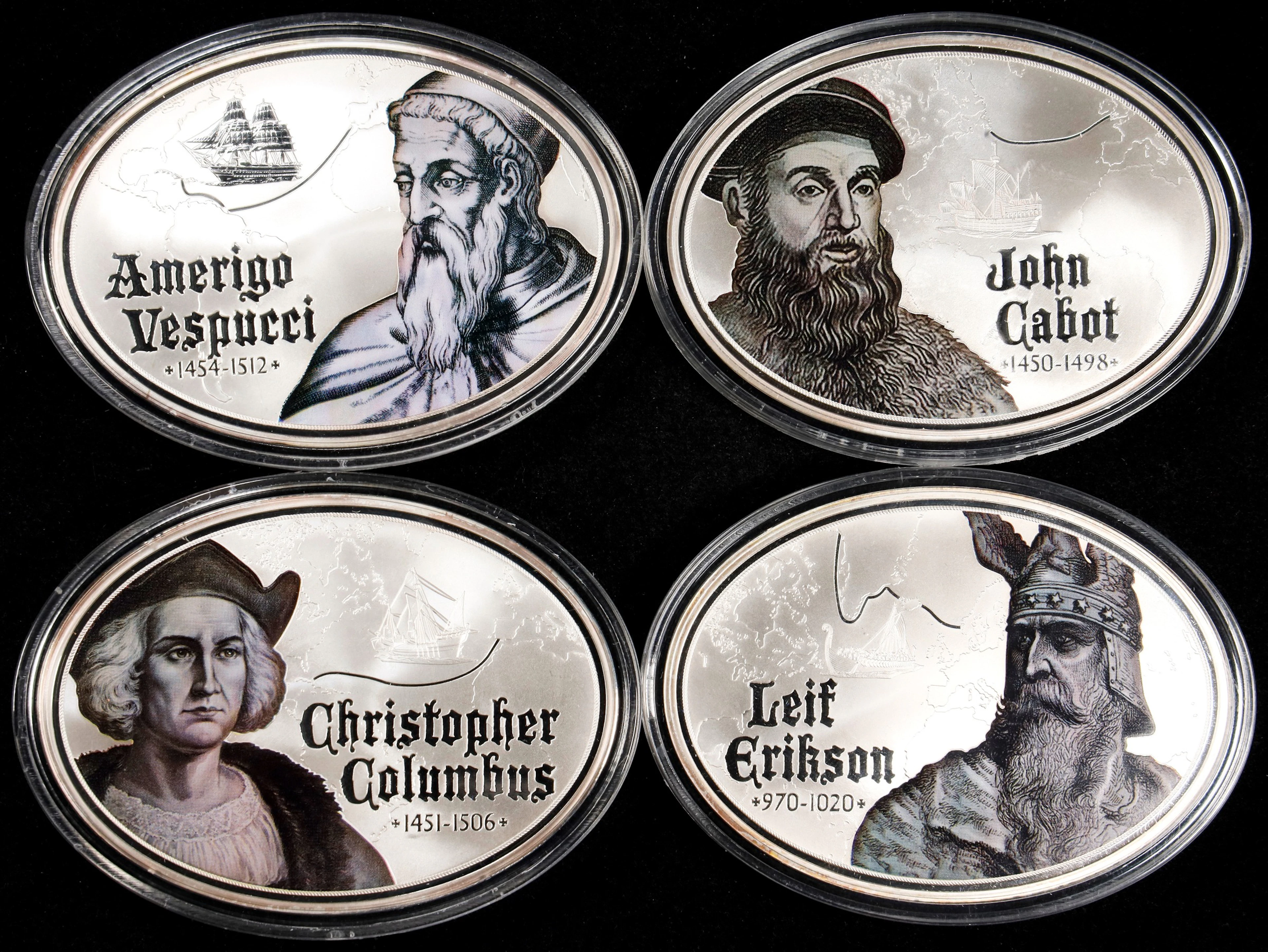 (13.16 oz, 409.329 g ASW). Lot of (4) The Discovery of America The