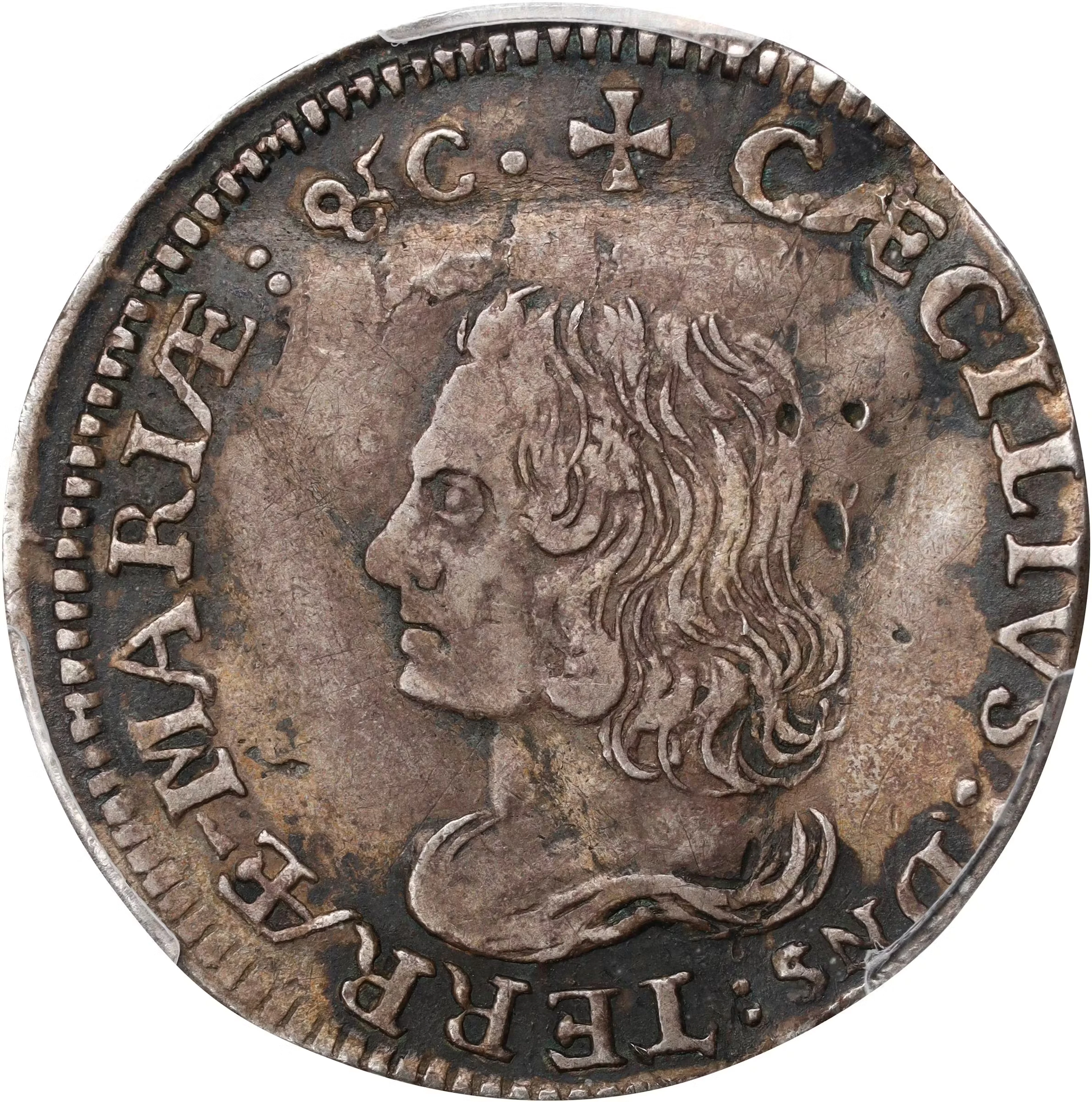 Undated (1659) Lord Baltimore Sixpence. Hodder 2-C, W-1060. Rarity-5.