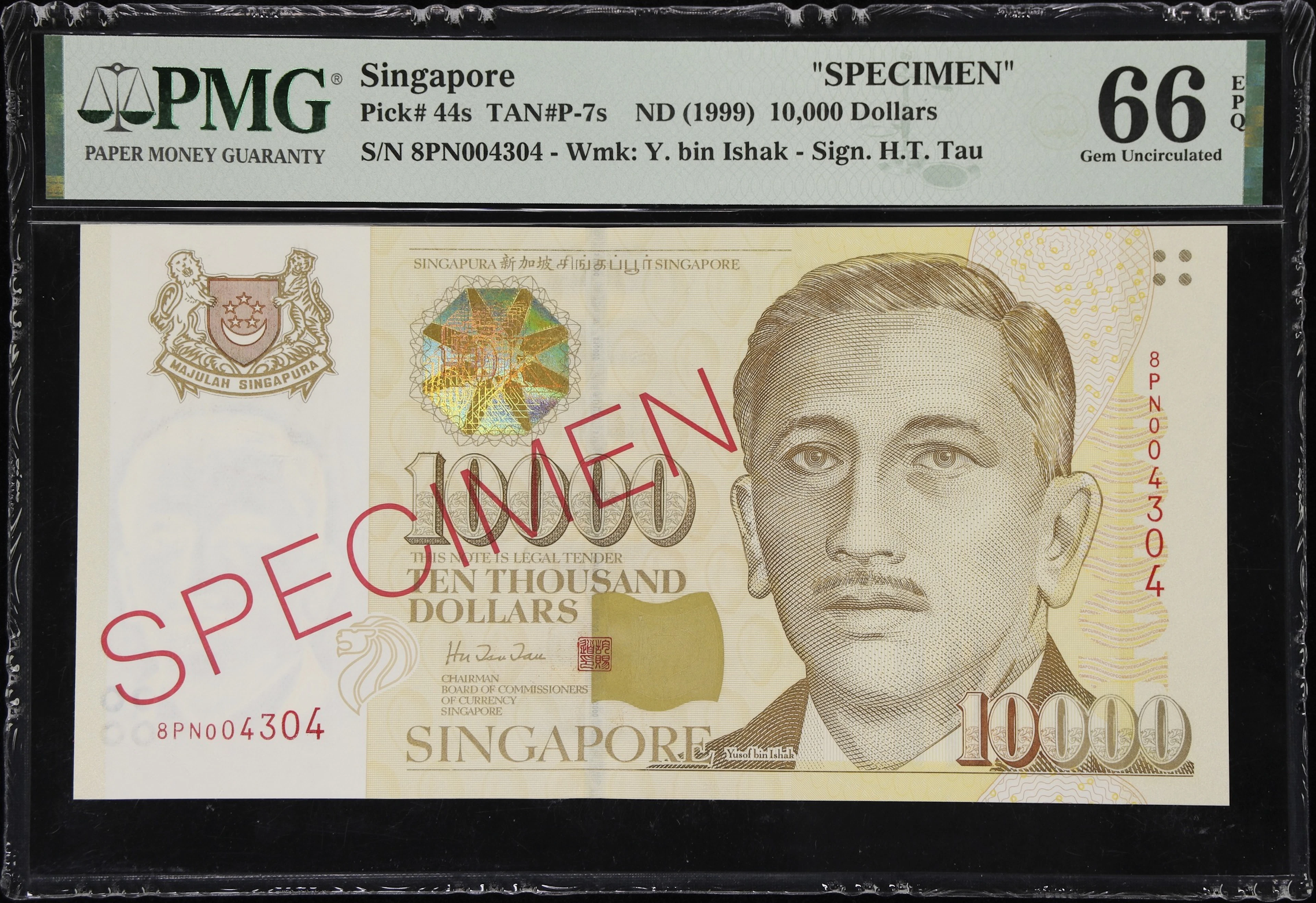 SINGAPORE. Board of Commissioners of Currency. 10,000 Dollars, ND