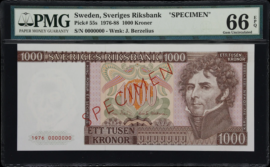 (◊) SWEDEN. Sveriges Riksbank. 1000 Kroner, 1976. P-55s. Specimen.