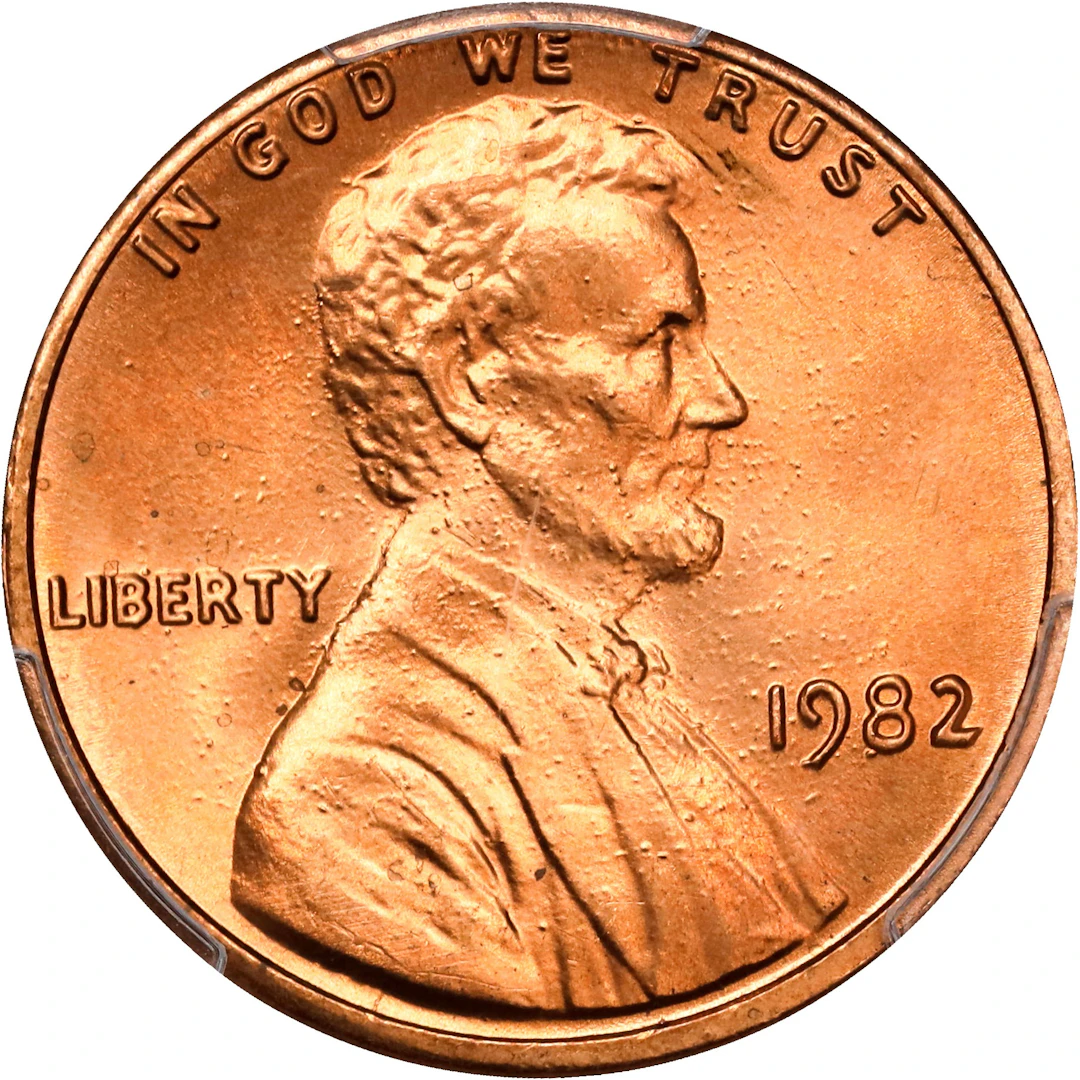 1982 Lincoln Cent. Copper-Plated Zinc. Large Date. MS-68 RD (PCGS).