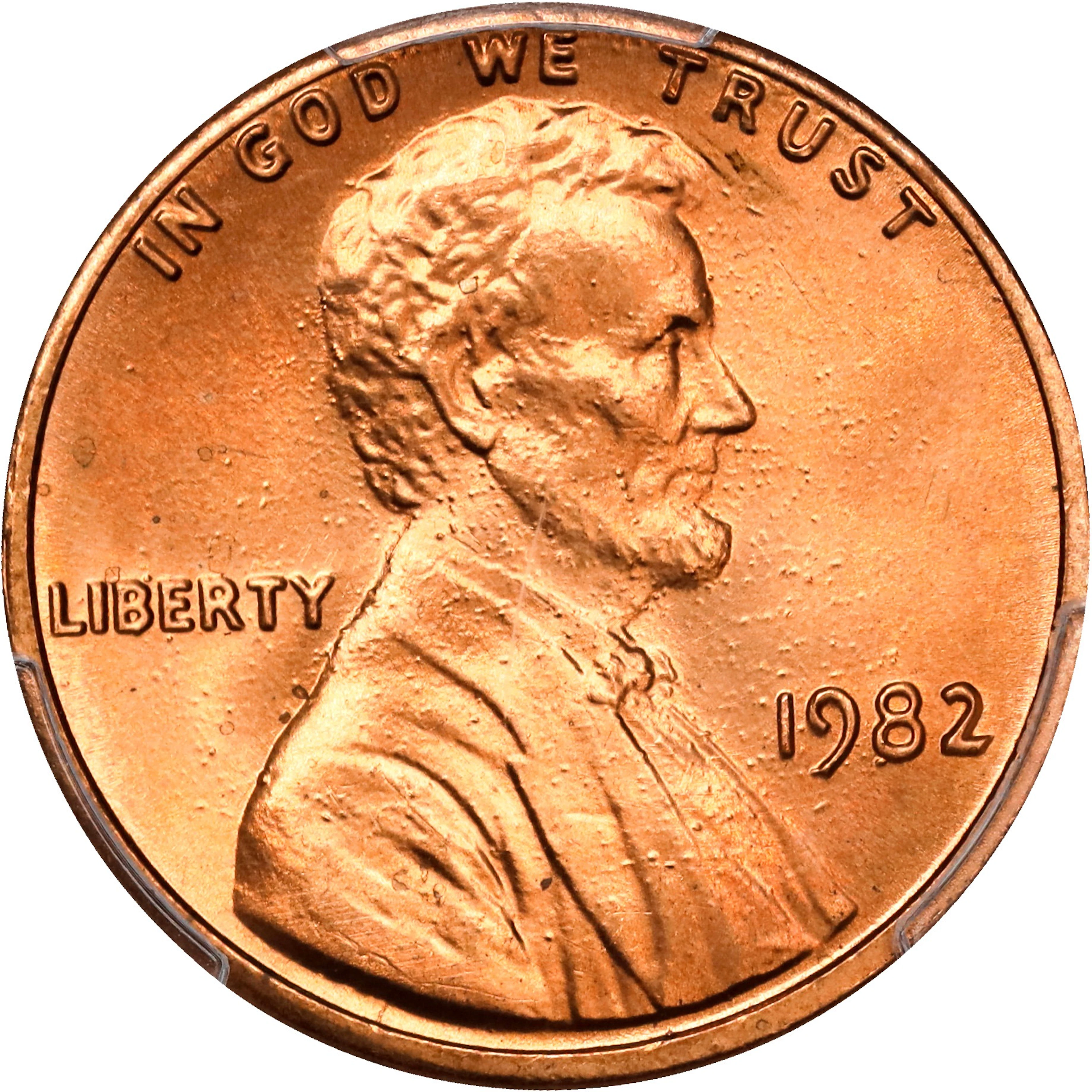 1982 Lincoln Cent. Copper-Plated Zinc. Large Date. MS-68 RD (PCGS).
