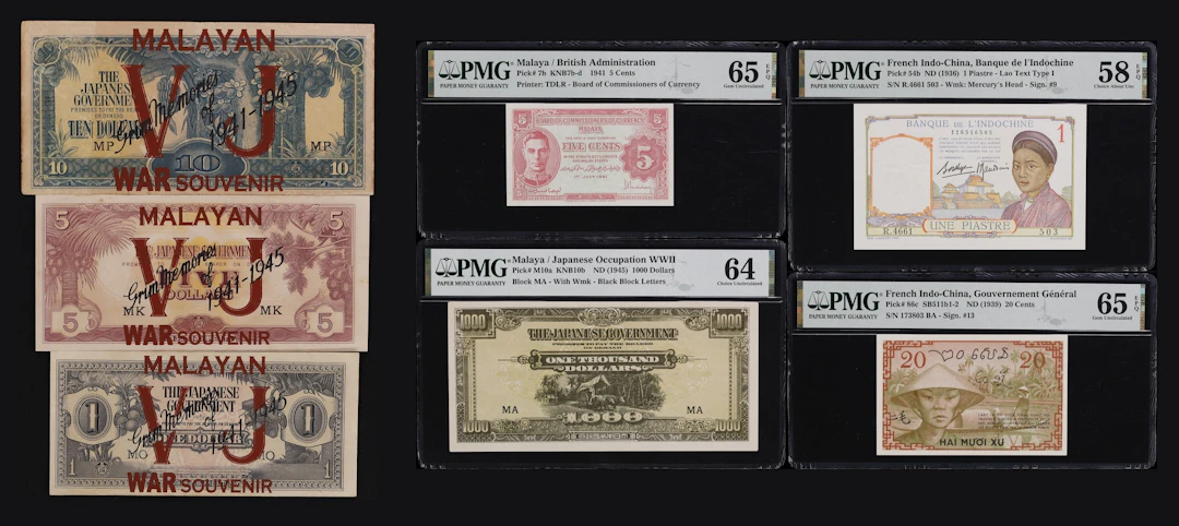 MIXED LOTS. Lot of (7). French Indo-China & Malaya. Mixed Banks. Mixed