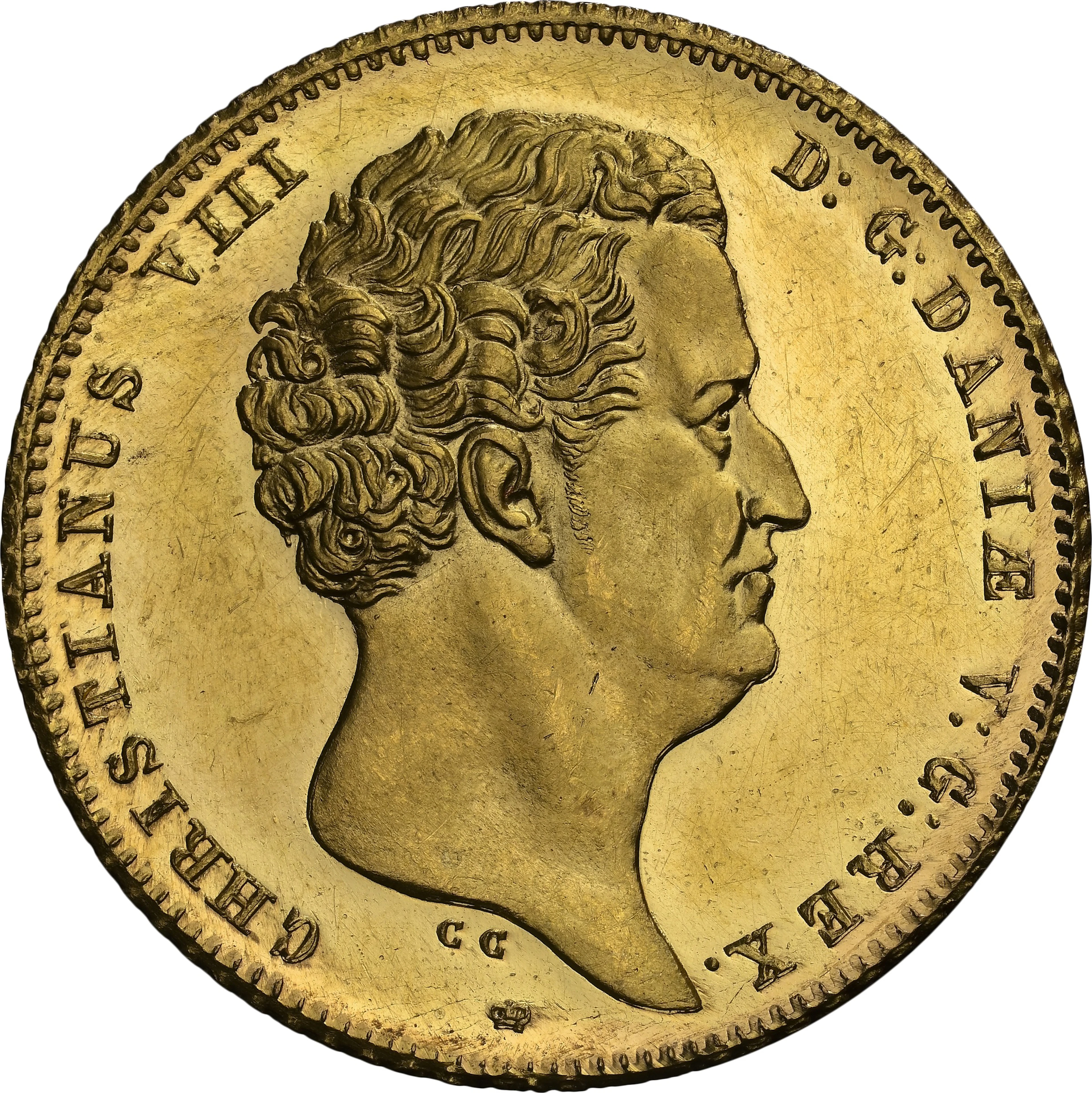 DENMARK. 2 Christian d'Or, 1844. Copenhagen Mint. Christian VIII. NGC MS-64+.