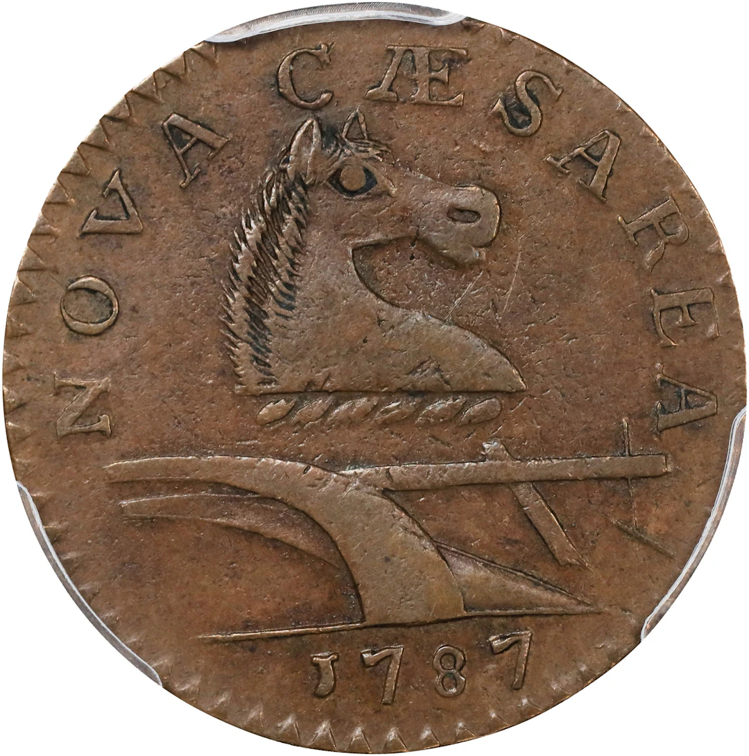 1787 New Jersey Copper. Maris 64-t, W-5380. Rarity-1. No Sprig Above