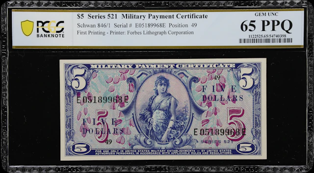 Military Payment Certificate. Series 521. $5. PCGS Banknote Gem Uncirculated