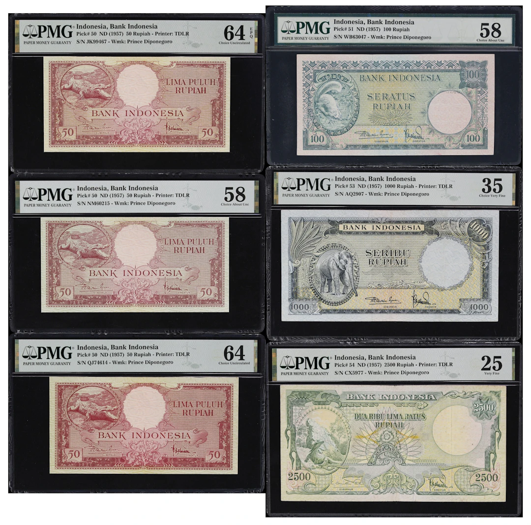 INDONESIA. Lot of (6). Bank Indonesia. 50, 100, 1000, & 2500 Rupiah