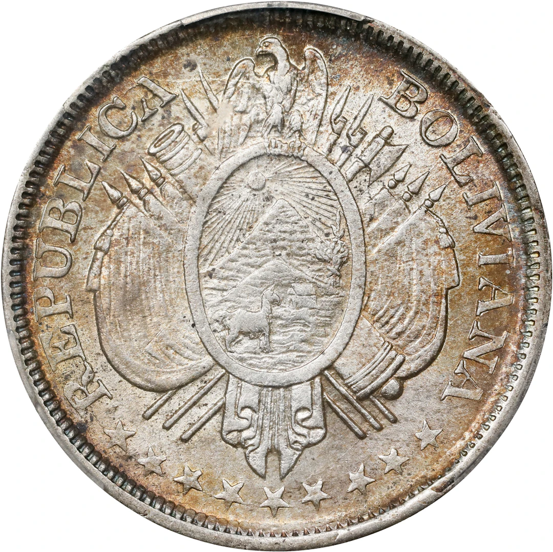BOLIVIA. 50 Centavos (1/2 Boliviano), 1900-PTS MM. Potosi Mint. PCGS MS-62.