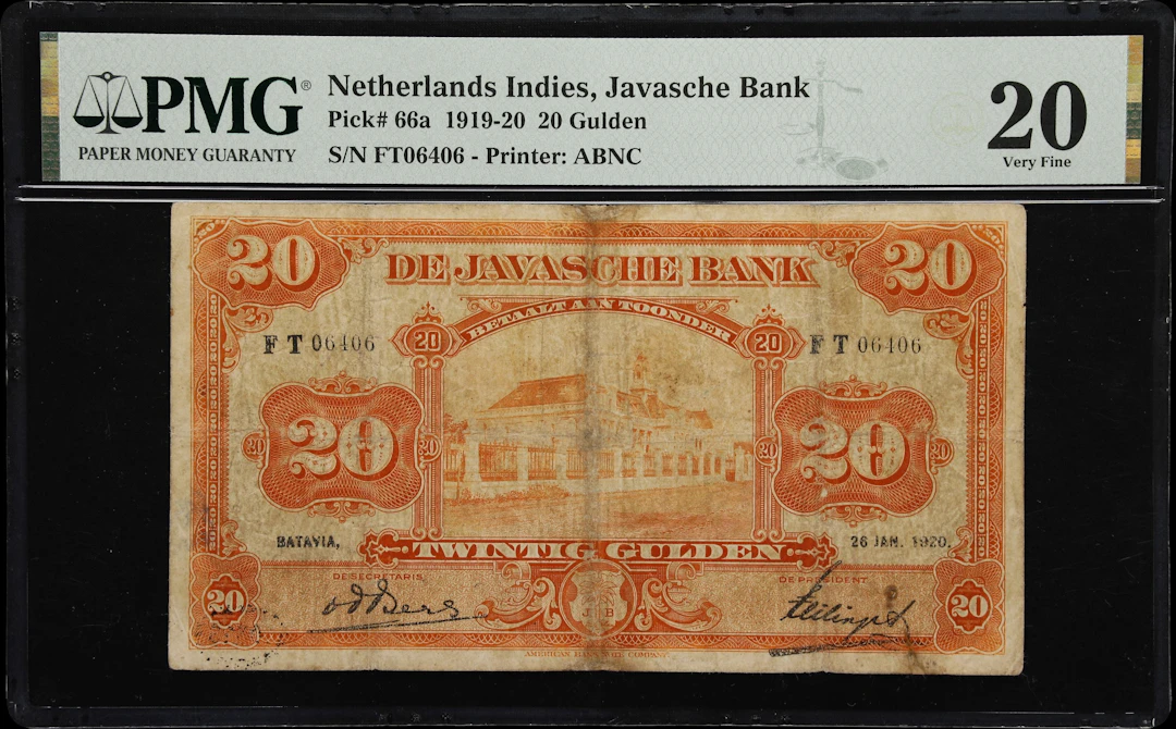 NETHERLANDS INDIES. Javasche Bank. 20 Gulden, 26.1.1920. P-66a. PMG
