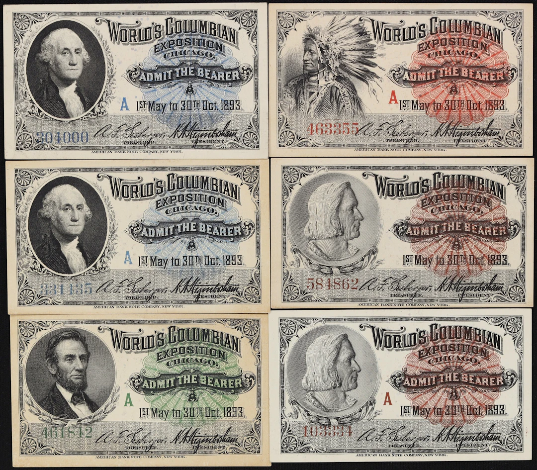 Lot of (6) Chicago, Illinois. World's Columbian Exposition. 1893 1