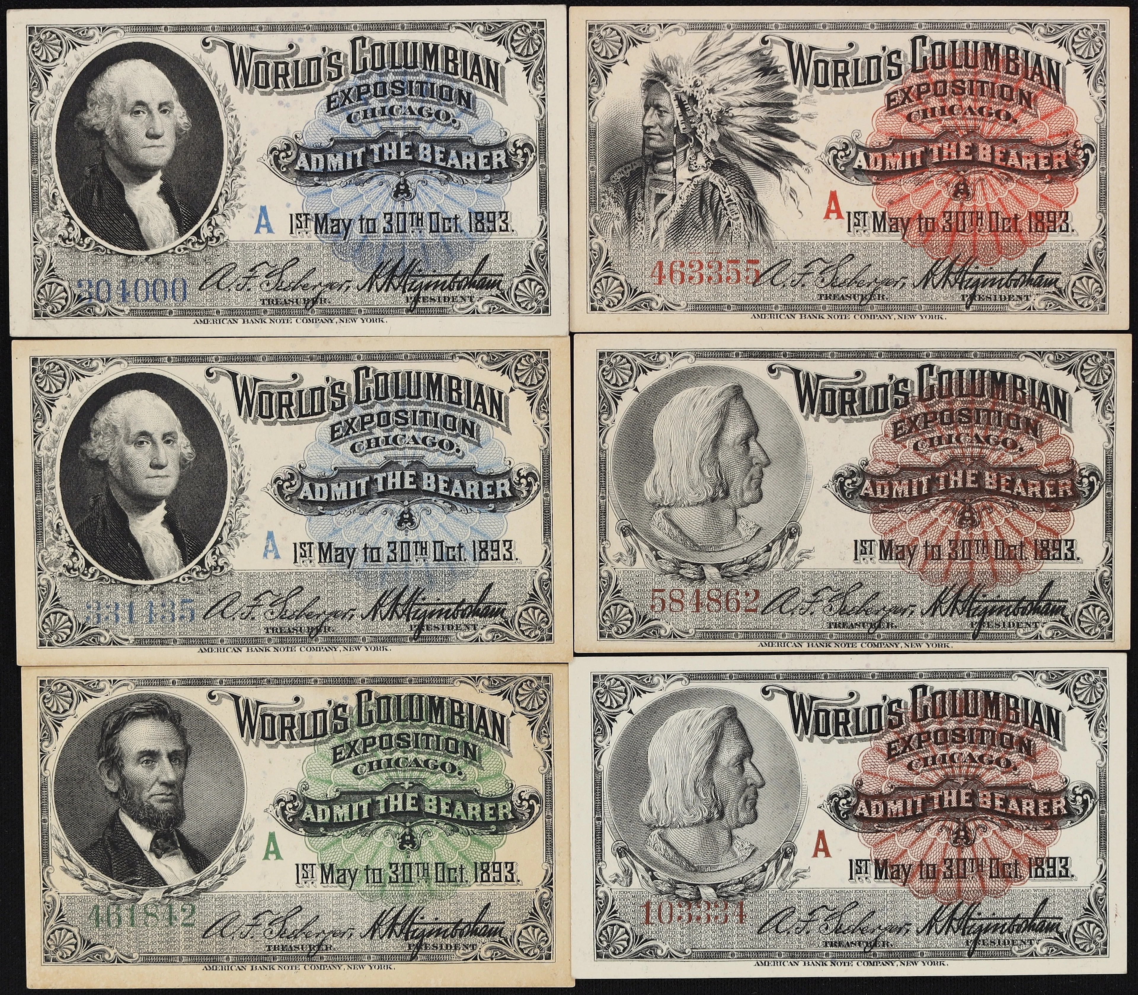 Lot of (6) Chicago, Illinois. World's Columbian Exposition. 1893 1