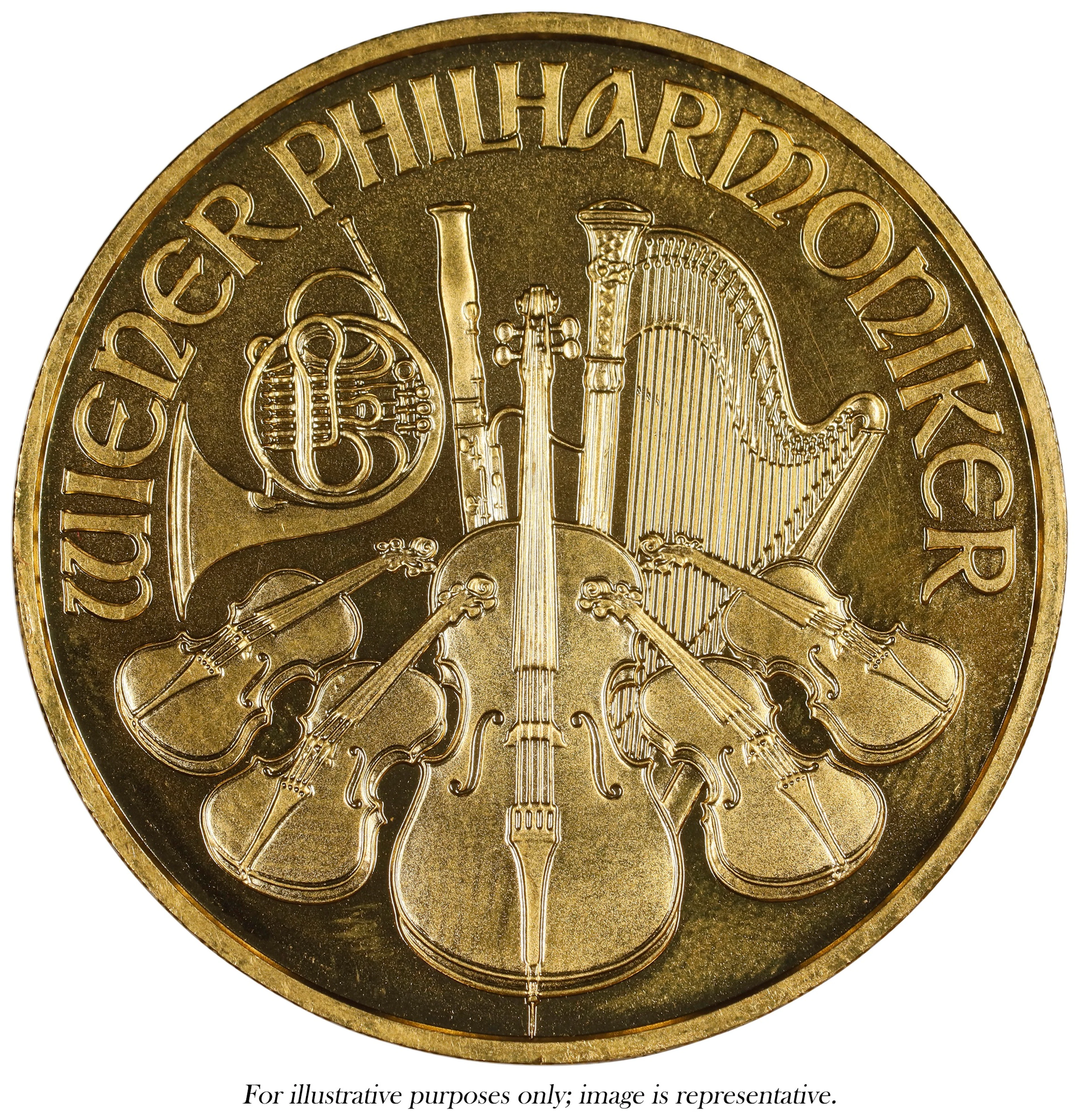 (1 oz, 31.104 g AGW). Austria. 1 oz Gold Philharmonic.