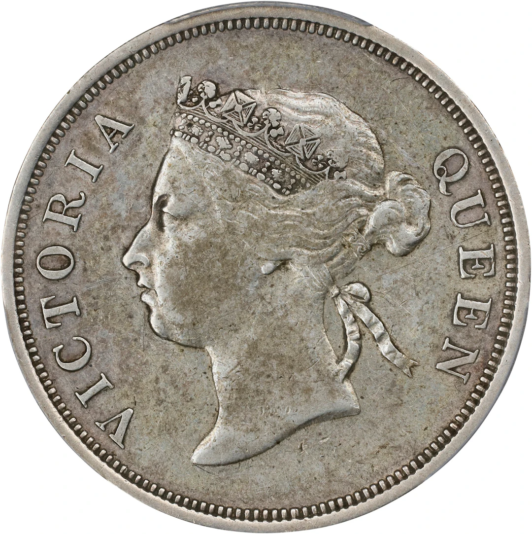 STRAITS SETTLEMENTS. 50 Cents, 1888. London Mint. Victoria. PCGS EF-45.