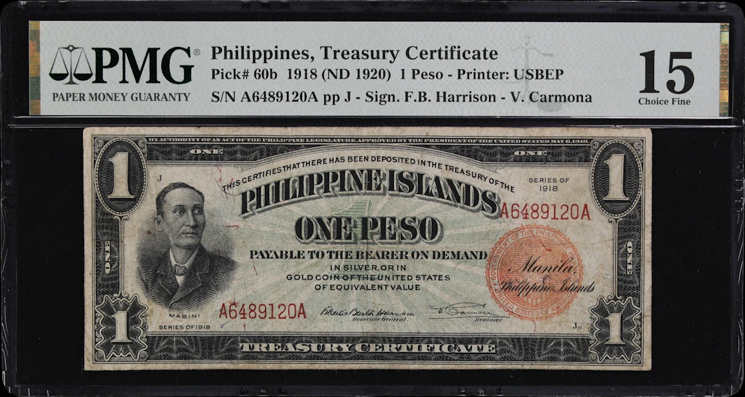 PHILIPPINES. Treasury of the Philippine Islands. 1 Peso, 1918. P-60b.