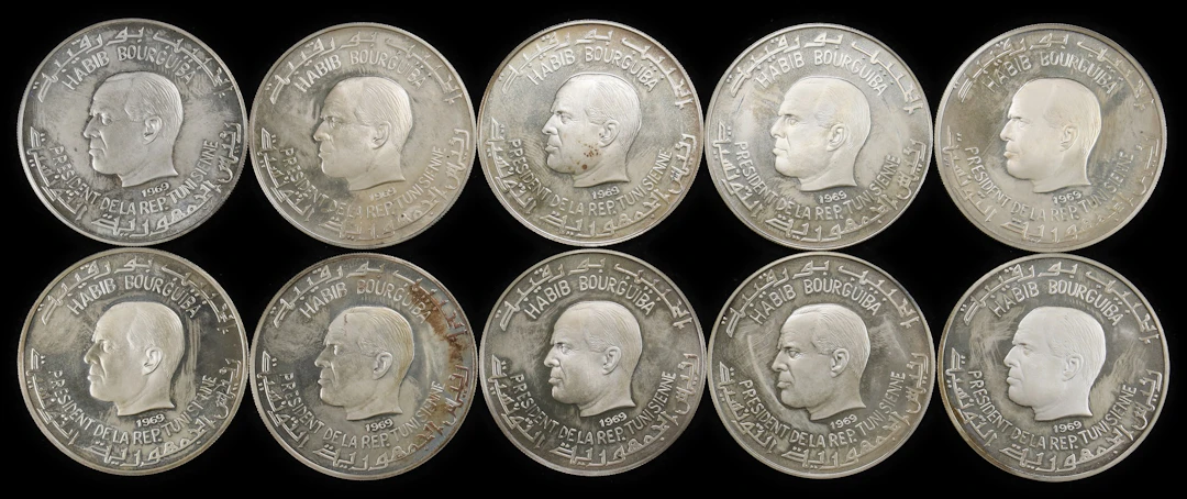 TUNISIA. Silver Proof Set (10 Pieces), 1969. Average Grade: CHOICE PROOF.