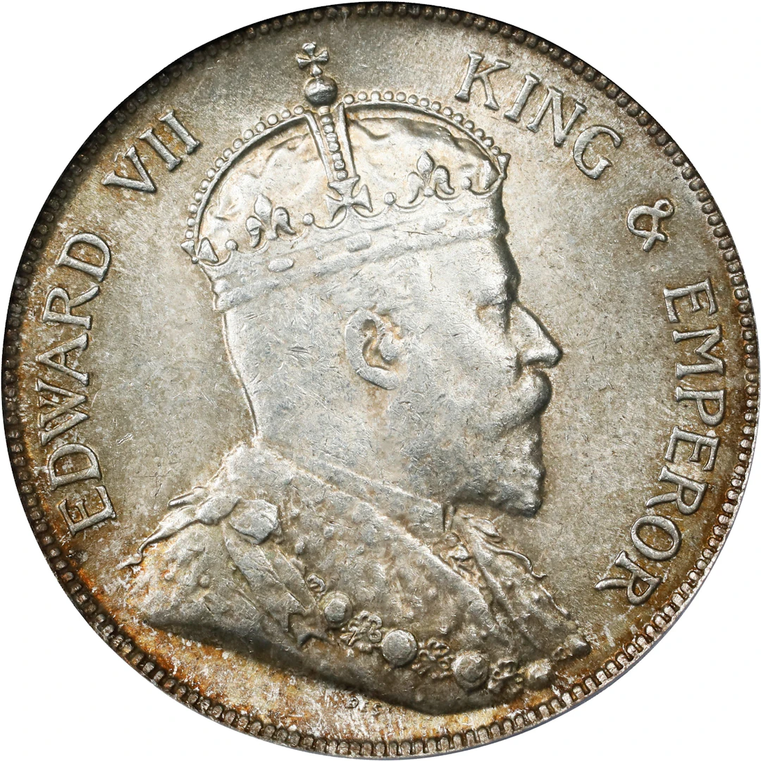 STRAITS SETTLEMENTS. 50 Cents, 1908. London Mint. Edward VII. PCGS MS-62.
