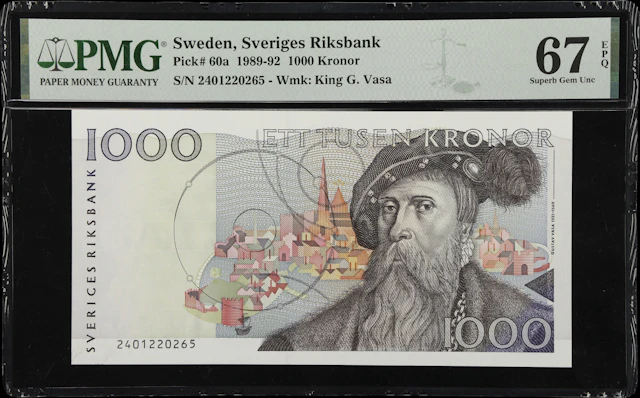 (◊) SWEDEN. Sveriges Riksbank. 1000 Kronor, 1992. P-60a. PMG Superb