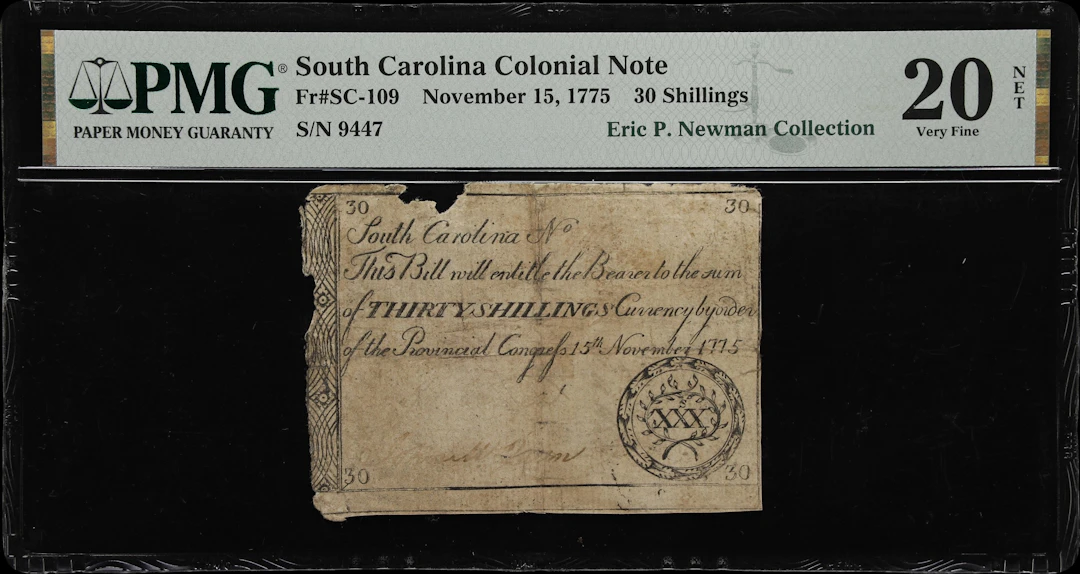 SC-109. South Carolina. November 15, 1775. 30 Shillings. PMG Very
