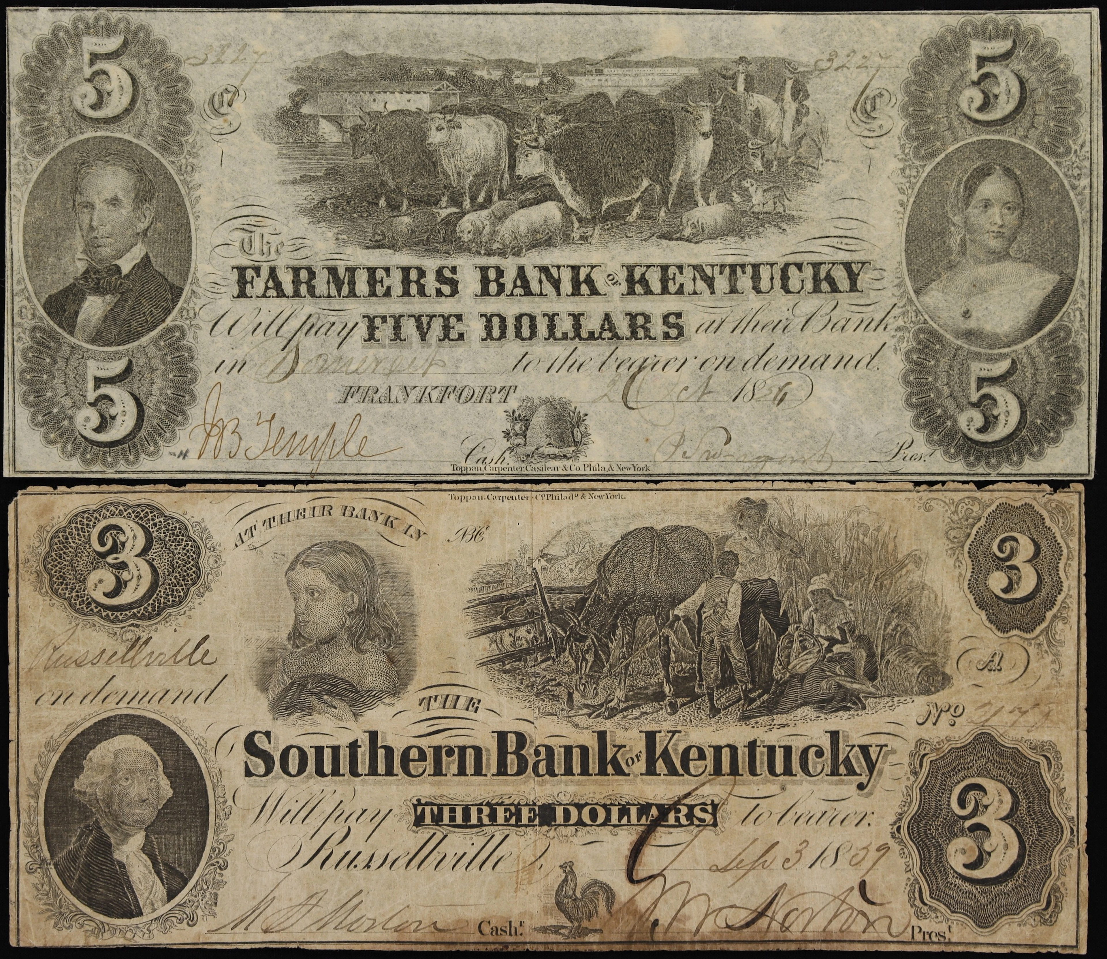 Lot of (2) Frankfort & Russellville, Kentucky. Farmers Bank of Kentucky
