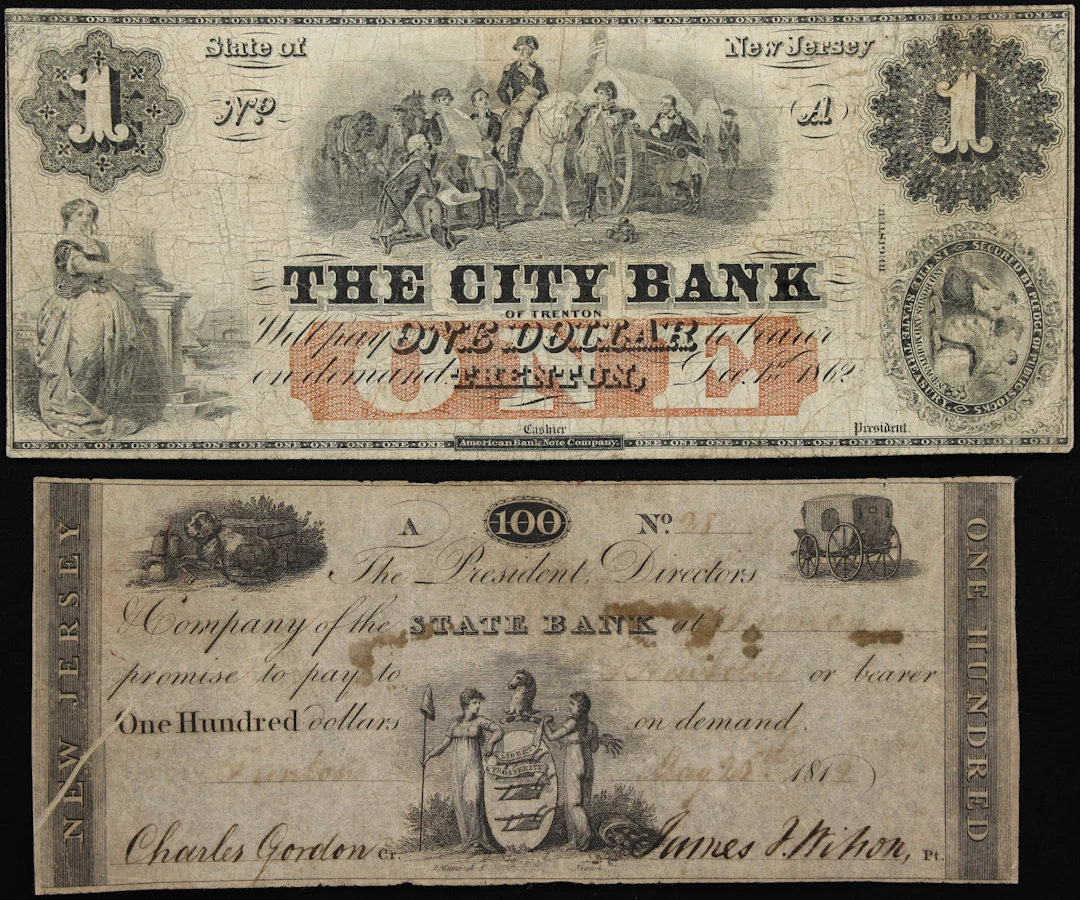 Lot of (2) Trenton, New Jersey. City Bank & State Bank. 1819-62 $1