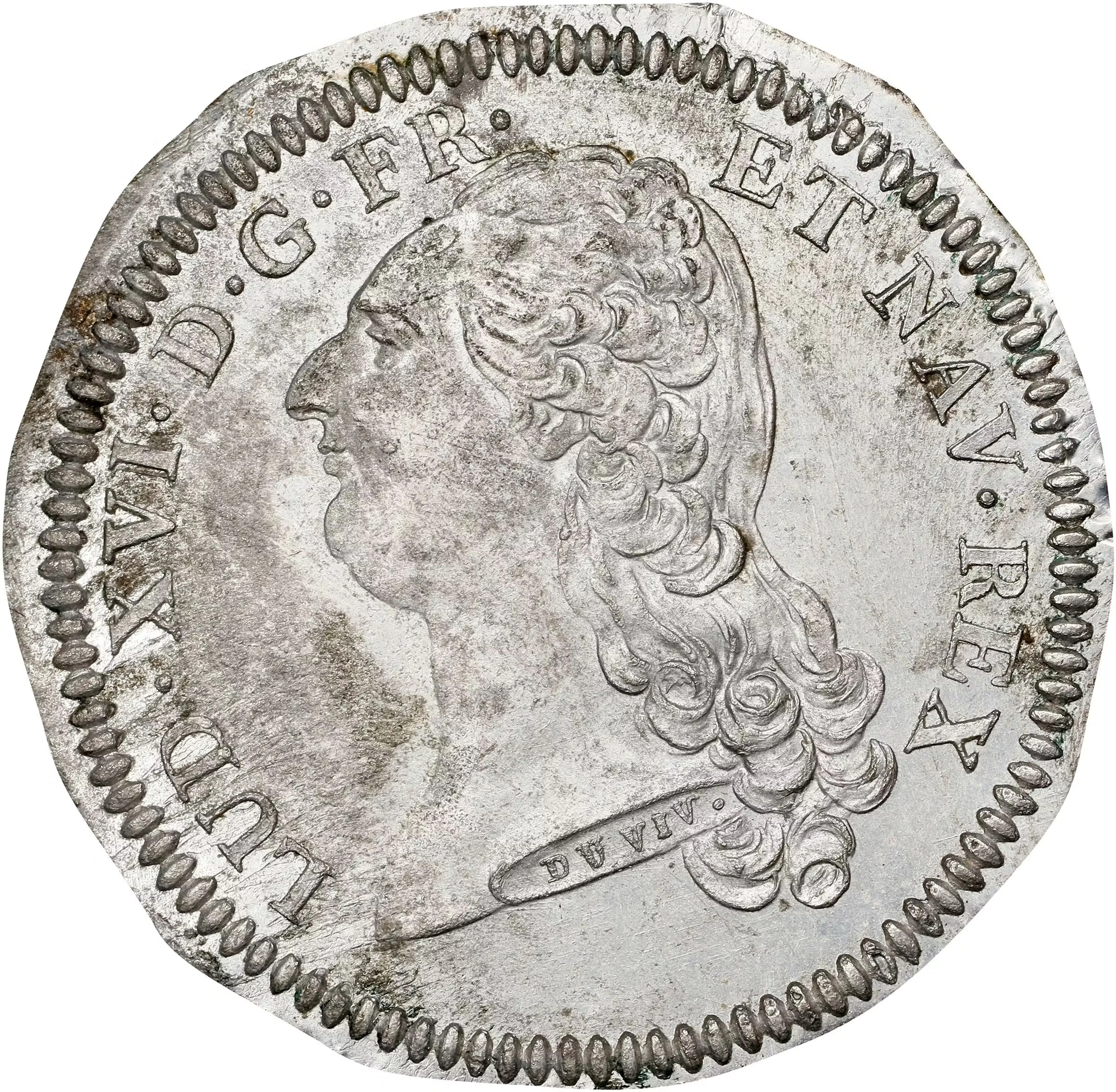 FRANCE. Kingdom. White Metal Obverse Cliché or Trial for 2 Louis d'Or